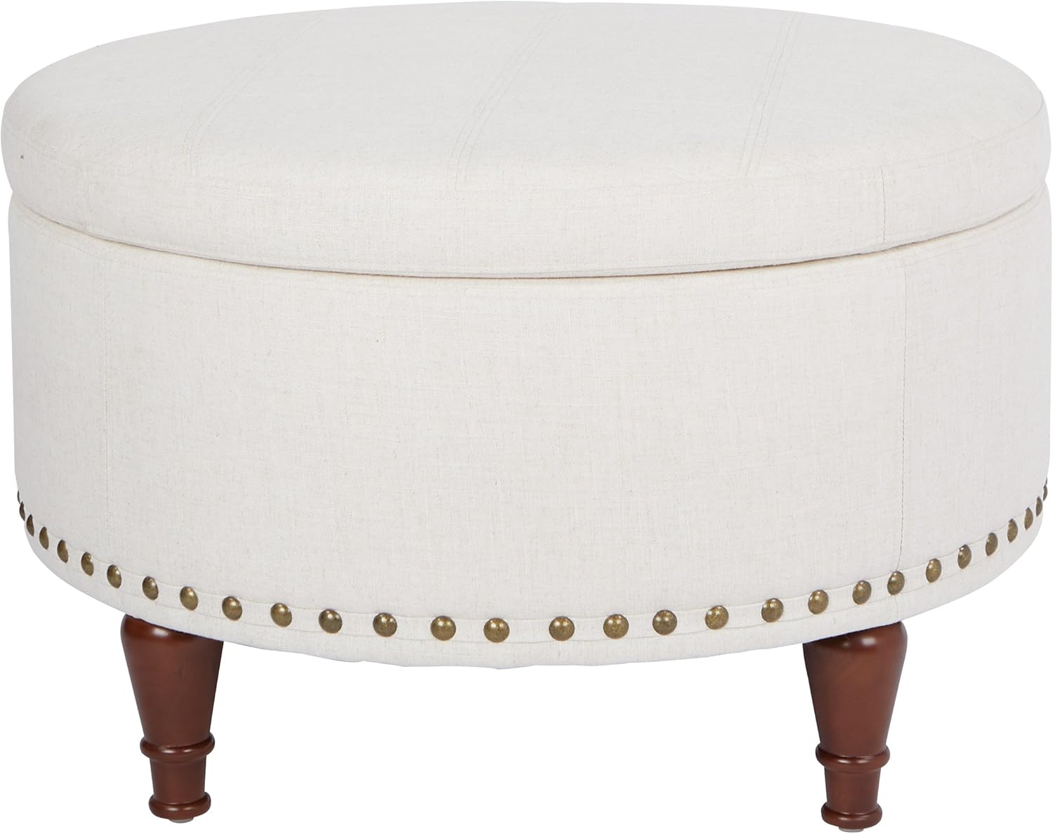 Ave Six OSP Home Furnishings Alloway – Otomana de almacenamiento con clavos de bronce antiguo, tela de lino