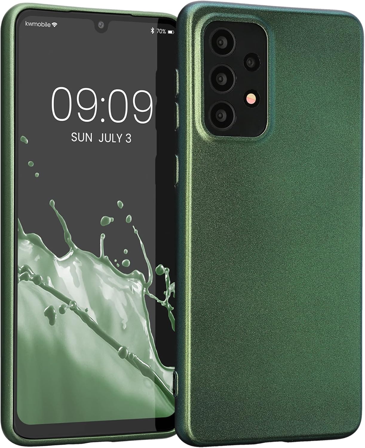 kwmobile Funda compatible con Samsung Galaxy A33 5G – Funda suave y flexible TPU Funda de teléfono Premium Color metálico – Verde bosque metálico