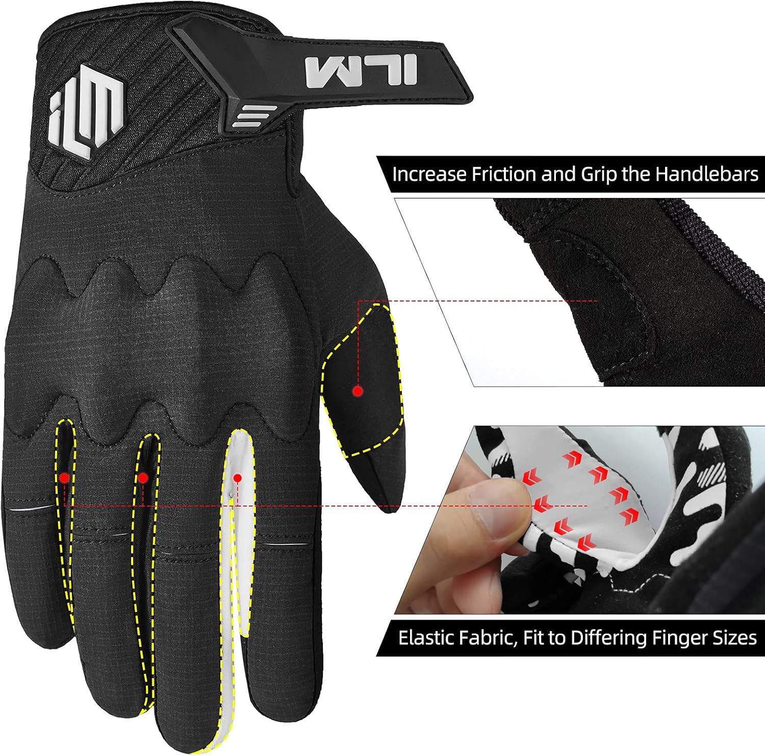 ILM Guantes de motocicleta para adultos, motocross, ATV, MTB, bicicleta de montaña, guante con pantalla táctil para bicicleta, ciclismo, BMX,