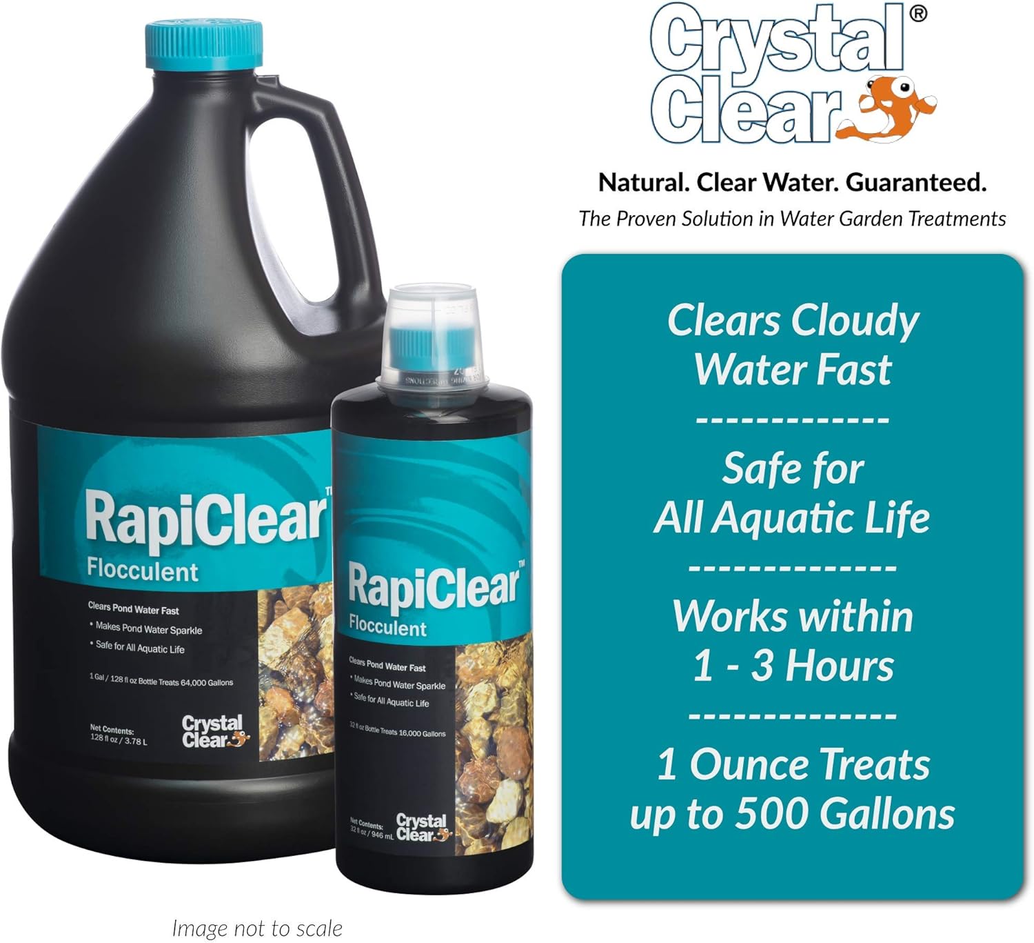 CrystalClear RapiClear Floculante líquido  Clarificador de agua de estanque  16 onzas trata hasta 8,000 galones