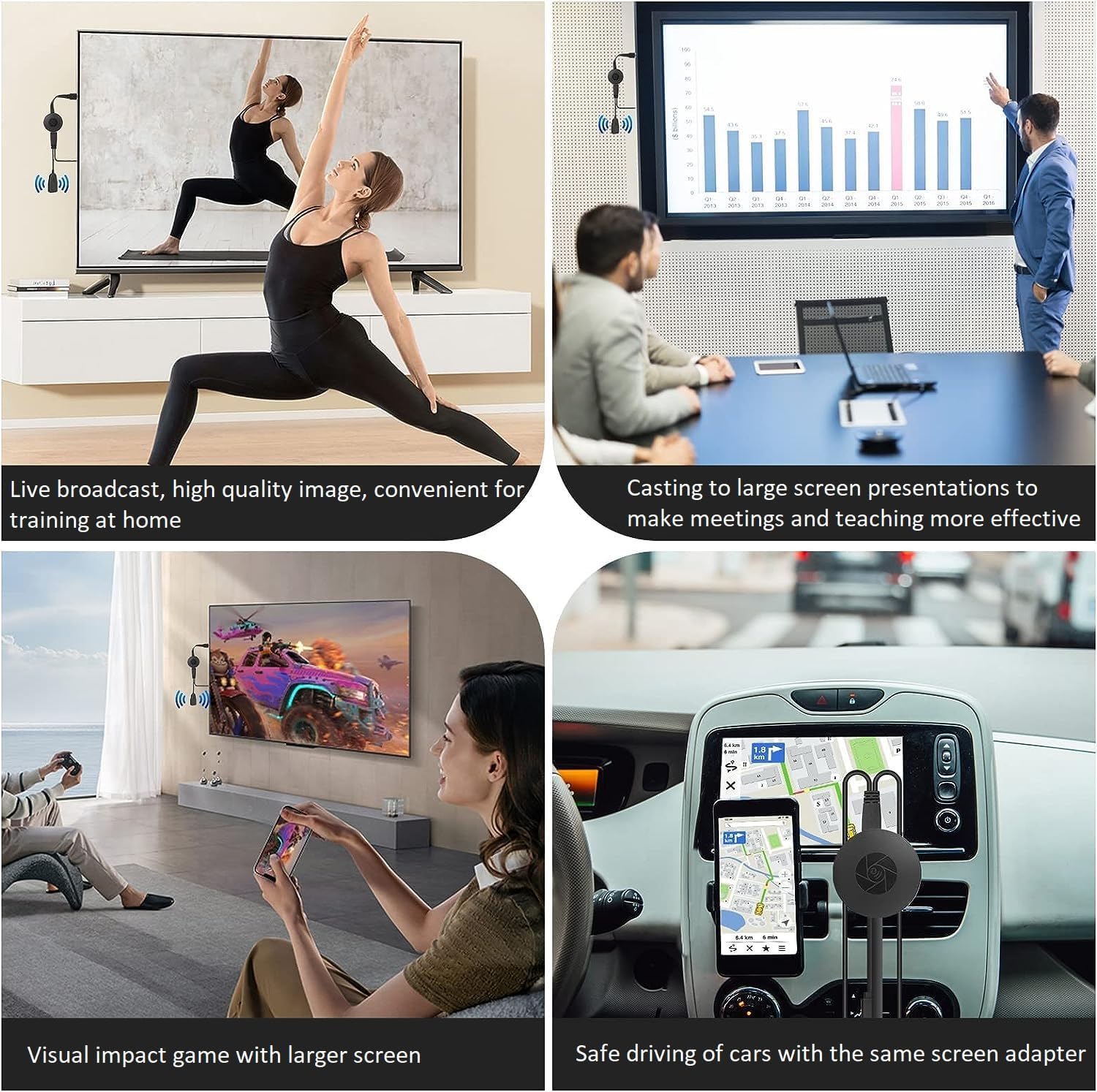 SmartSee Adaptador de pantalla HDMI inalámbrico Pantalla WiFi Cast Mirroring Media Streaming Dongle Receptor para teléfonoPCtableta a pantalla HD