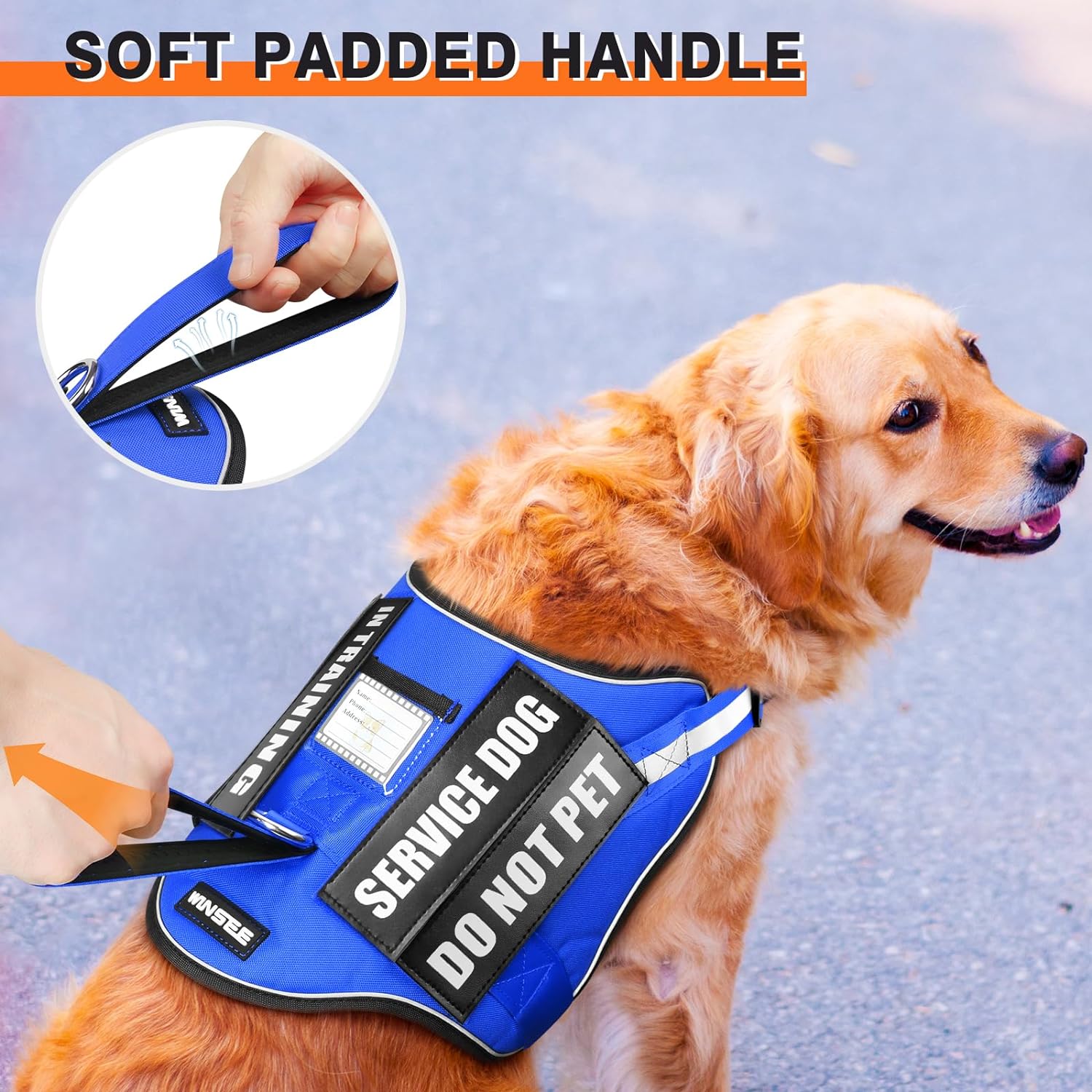 Juego de arnés y correa para perro, chaleco de entrenamiento para perro con 10 parches de velcro, arnés de chaleco de terapia de apoyo emocional