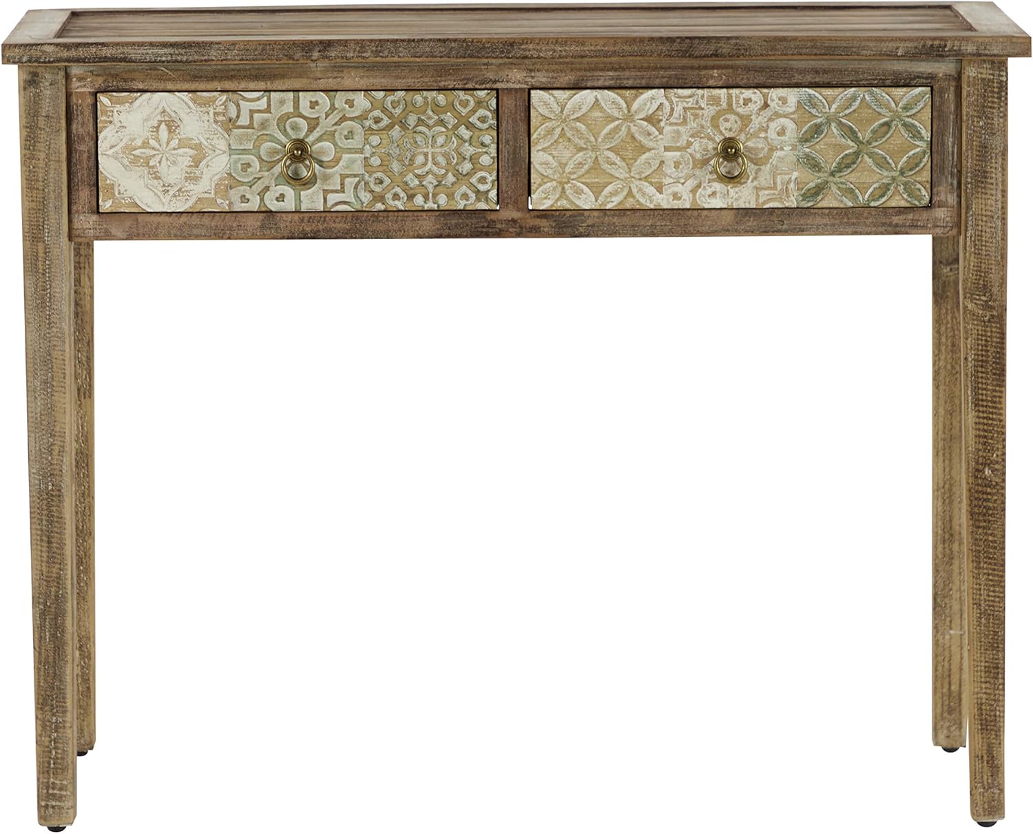 Deco 79 Escritorio tallado floral de metal, 40 x 16 x 31 pulgadas, marrón