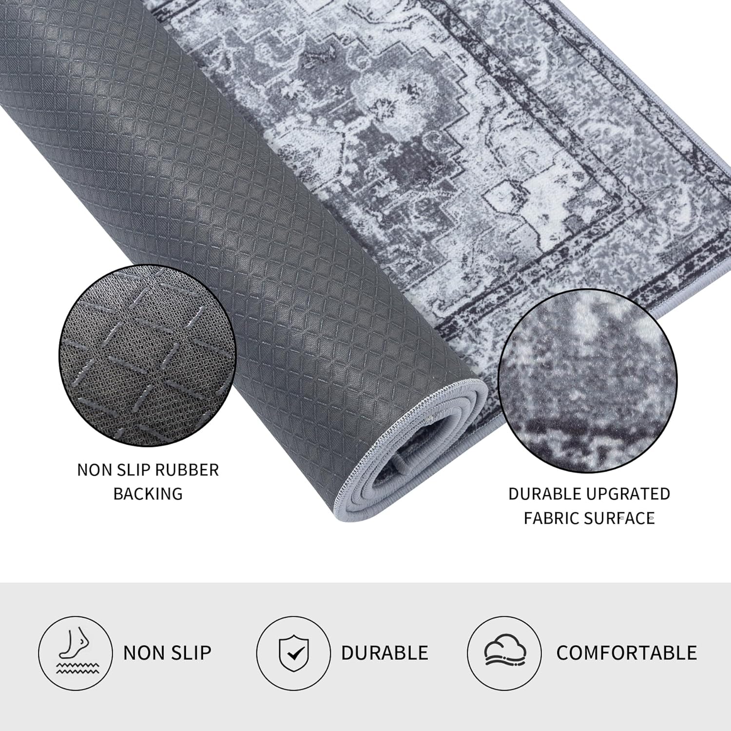 Juego de 3 alfombras de cocina antideslizantes lavables para el suelo, juego de 3 alfombras de cocina súper suaves para cocina, lavandería, entrada,