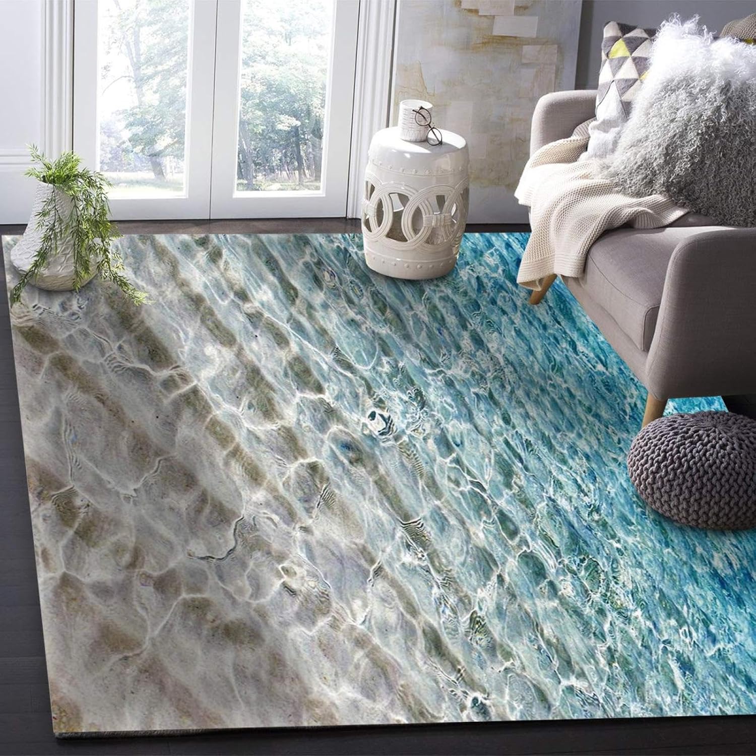 Alfombra de agua oceánica, alfombras de olas de agua de mar para sala de estar, dormitorio, decoración de habitación de los niños, decoración de