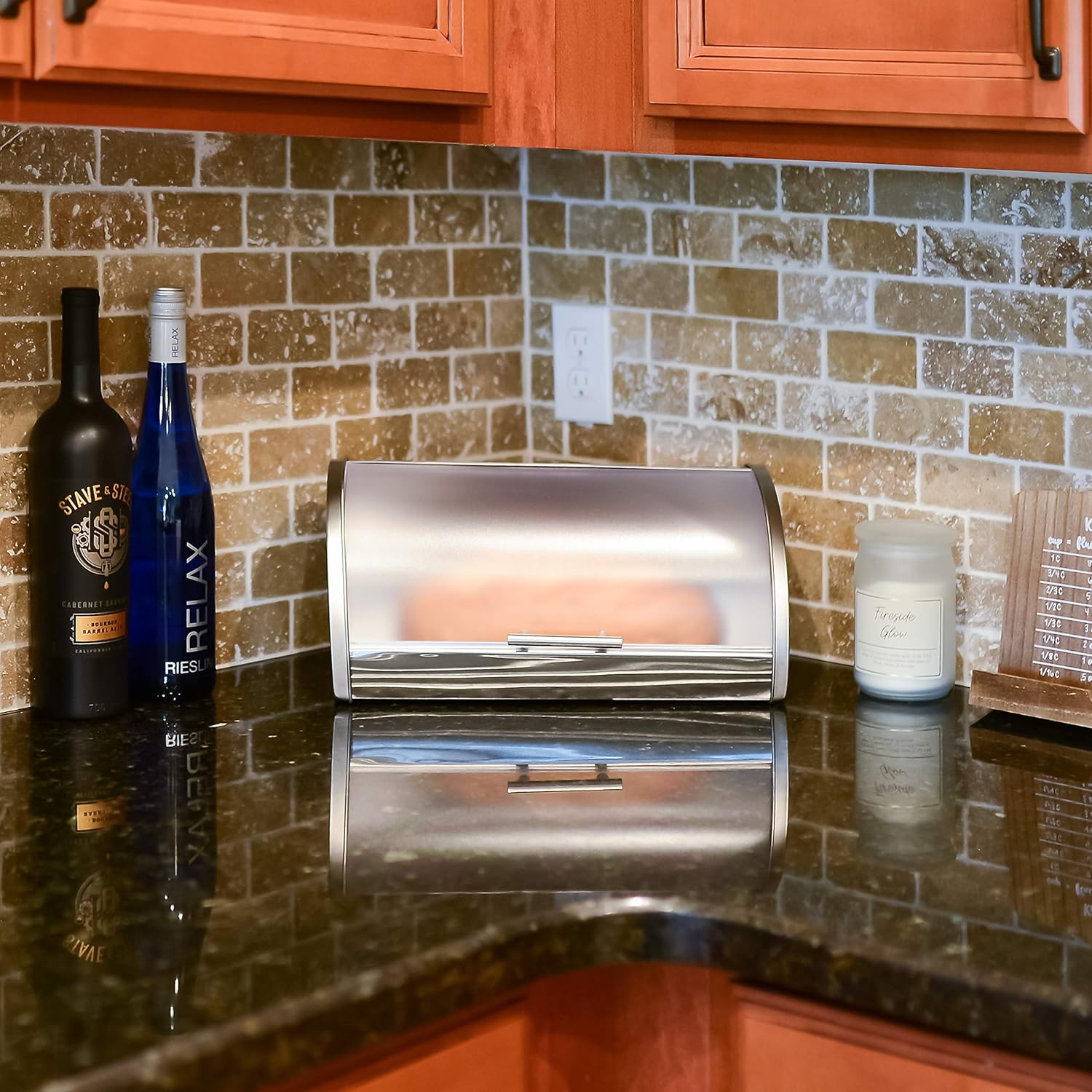 Galashield Panera para encimera de cocina  Contenedor de almacenamiento para pan  Panera de acero inoxidable con parte superior enrollable de