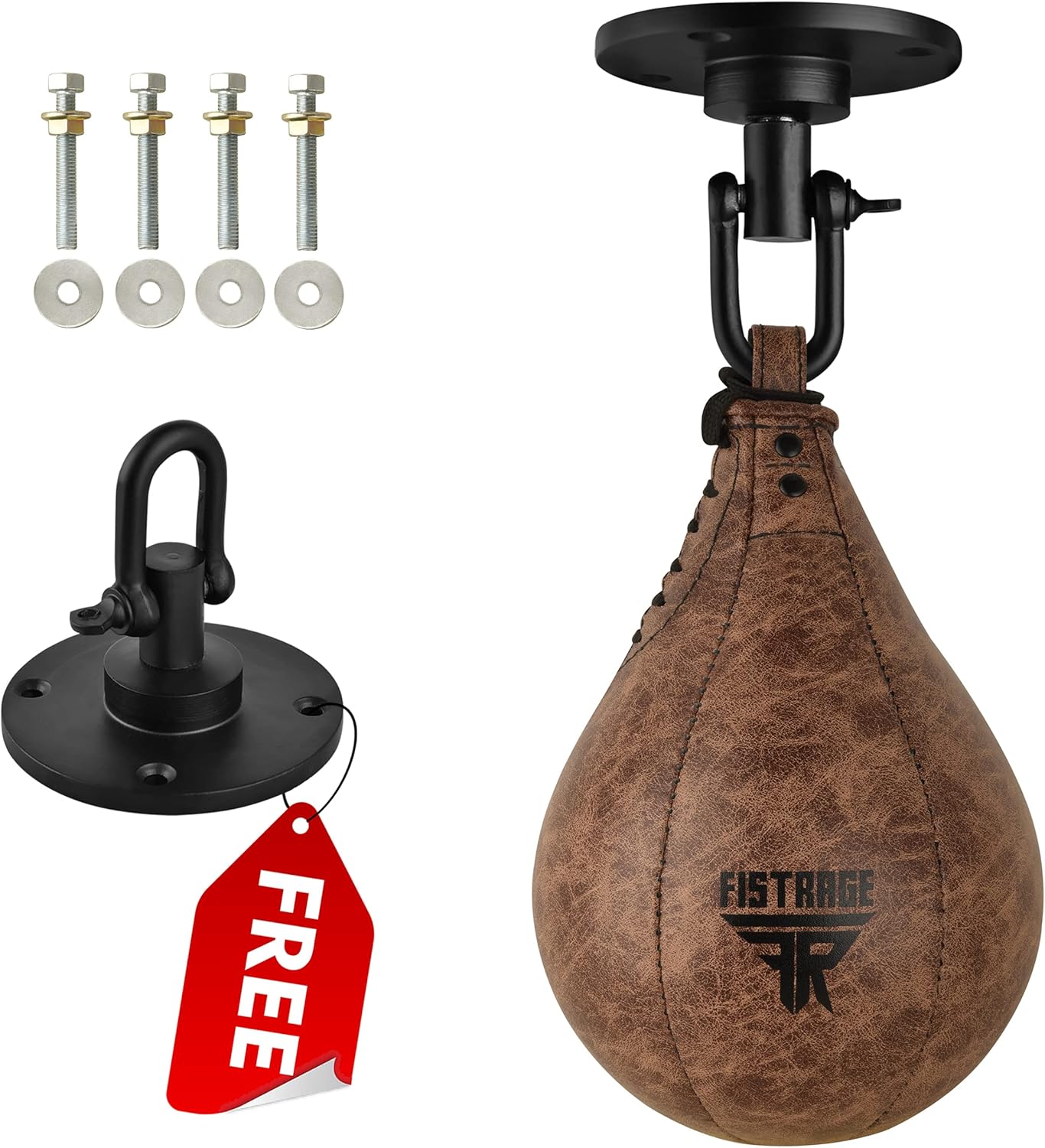 FISTRAGE Speed Bag Boxeo Pelota de Cuero MMA Muay Thai Entrenamiento Punching Dodge Striking Kit con colgante giratorio libre Entrenamiento