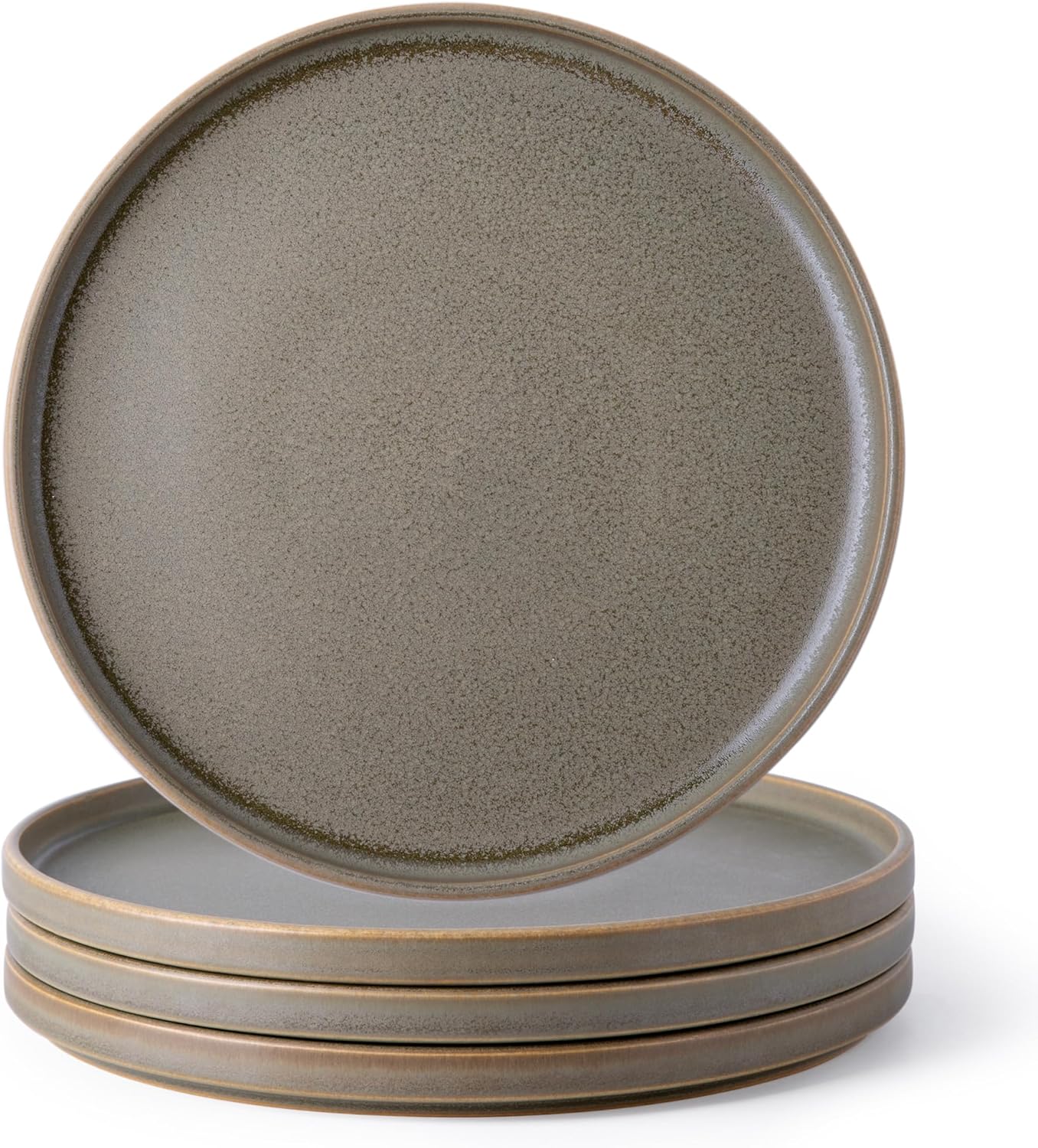 AmorArc Juego de 4 platos de cerámica para ensalada, juego de 4 platos reactivos de esmalte mate de 8.0 pulgadas, postre, ensalada, aperitivo, plato