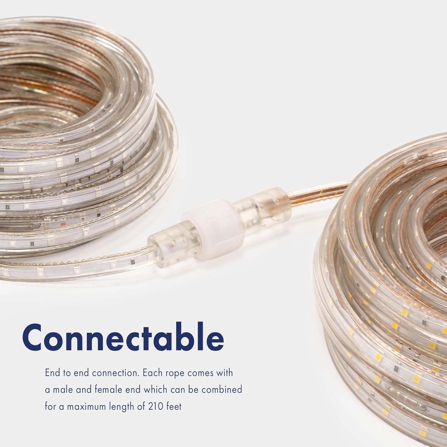WYZworks Tira de luz LED de 16 modos de luz blanca cálida de 25 pies, SMD 2835, impermeable, conectable, permanente, para exteriores, certificado