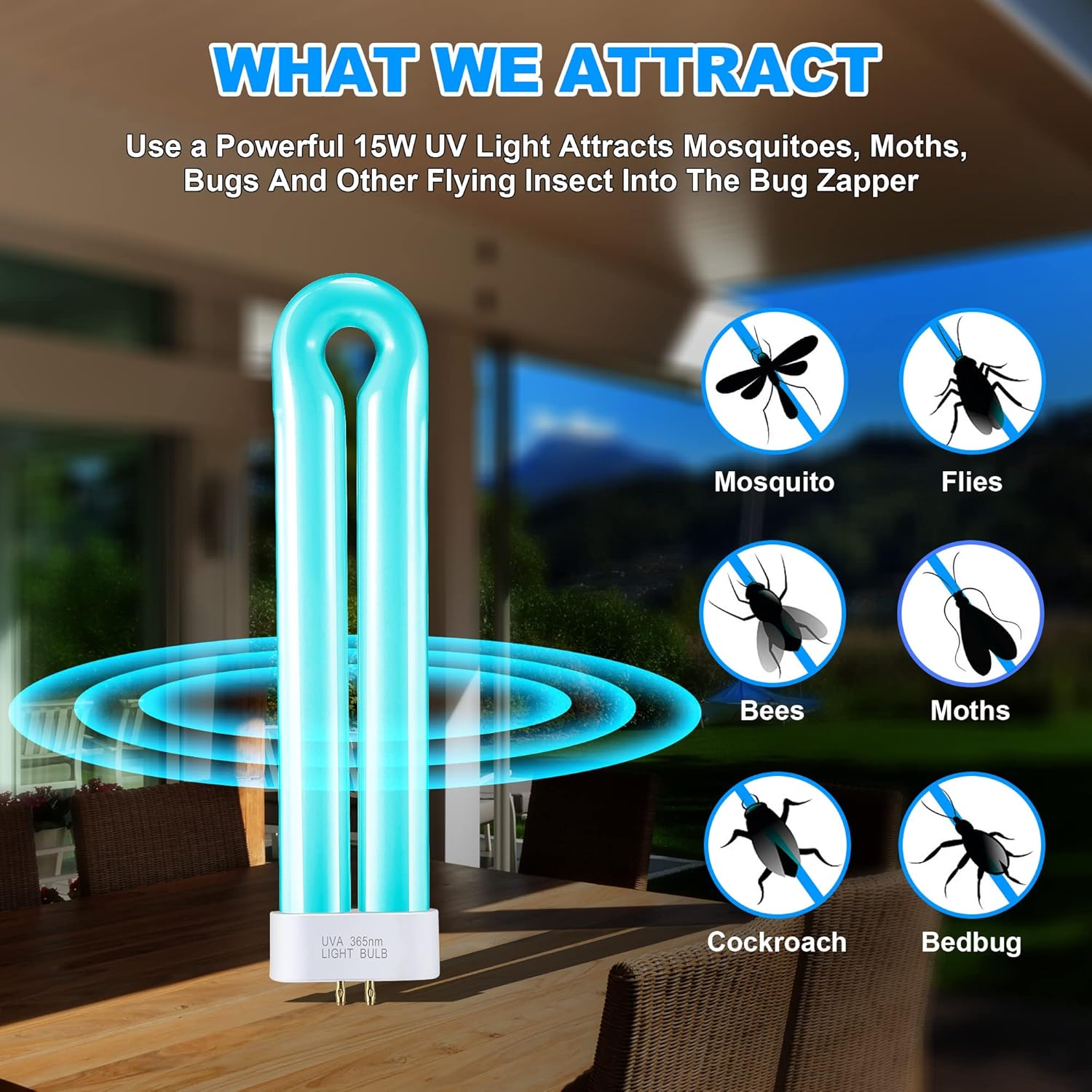 BF35 Bombillas de repuesto para exterminador de insectos FUL 15W-BL con base cuadrada de 4 pines, compatibles con Flowtron BK-15D, Stinger FP15,