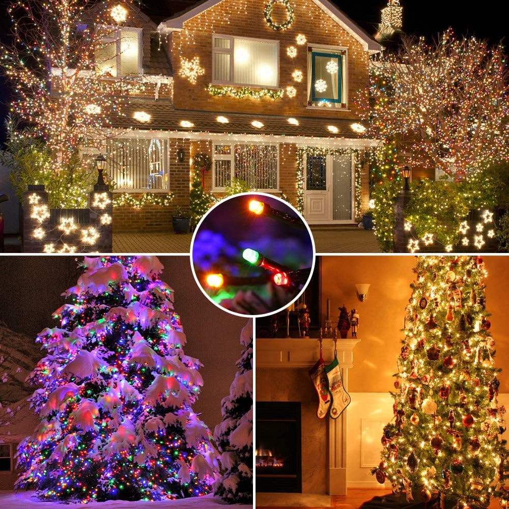 BrizLabs – Luces de Navidad, tono blanco cálido y multicolor, 180 pies, 500 LED que cambian de color, 11 modos de iluminación, control remoto,