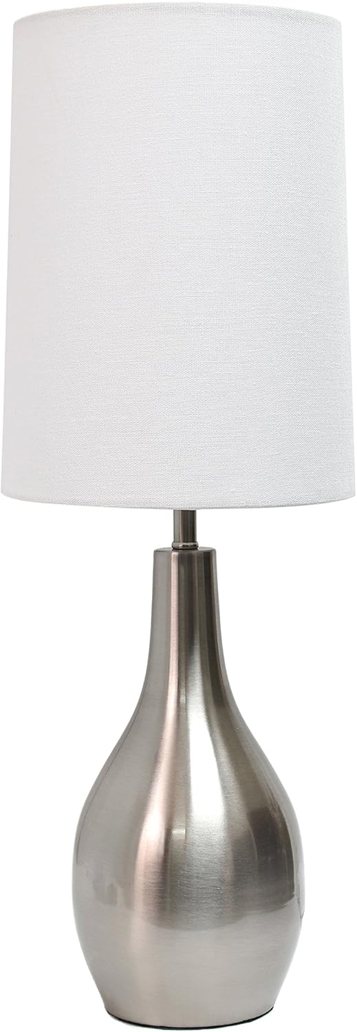 Simple Designs LT3303-BSN – Lámpara de mesa con forma de lágrima, níquel cepillado, 7 x 7 x 19.5 pulgadas