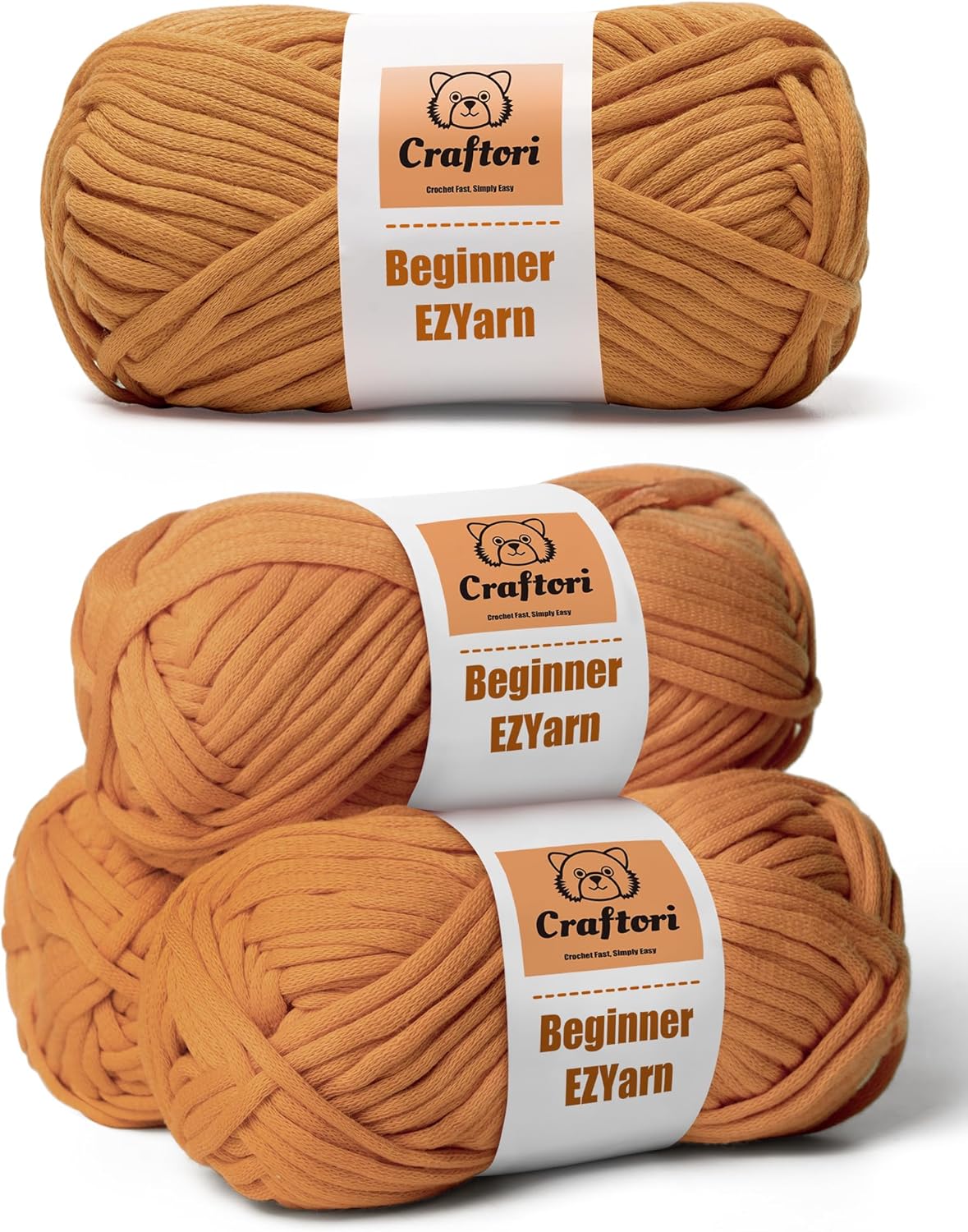 Craftori EZYarn – Hilo para ganchillo y tejer para principiantes, puntadas fáciles de ver, mezcla de algodón y nailon, hilo mediano #4 (7.05 oz)
