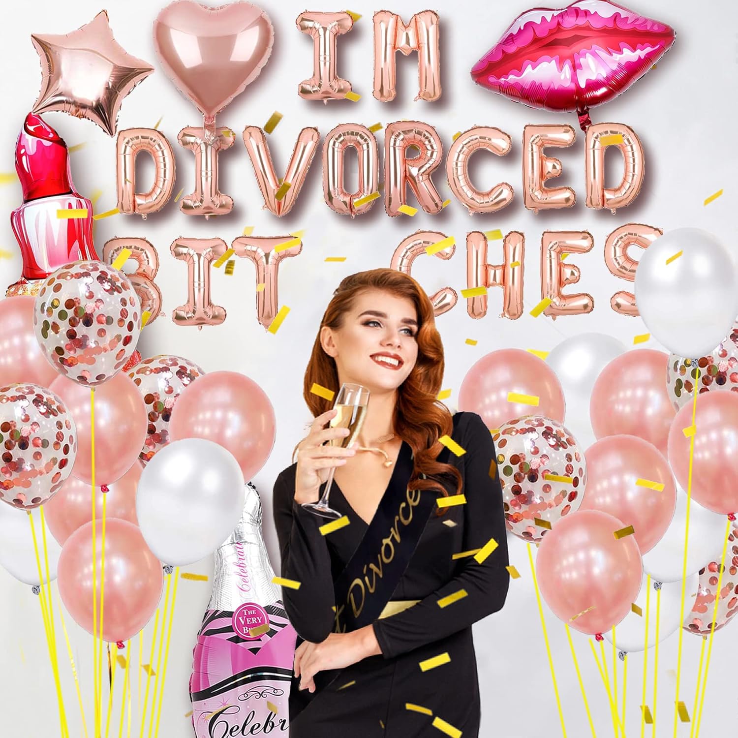 Decoraciones de fiesta de divorcio para mujeres, kit de recuerdos de fiesta de divorcio, suministros para fiesta de divorcio, simplemente