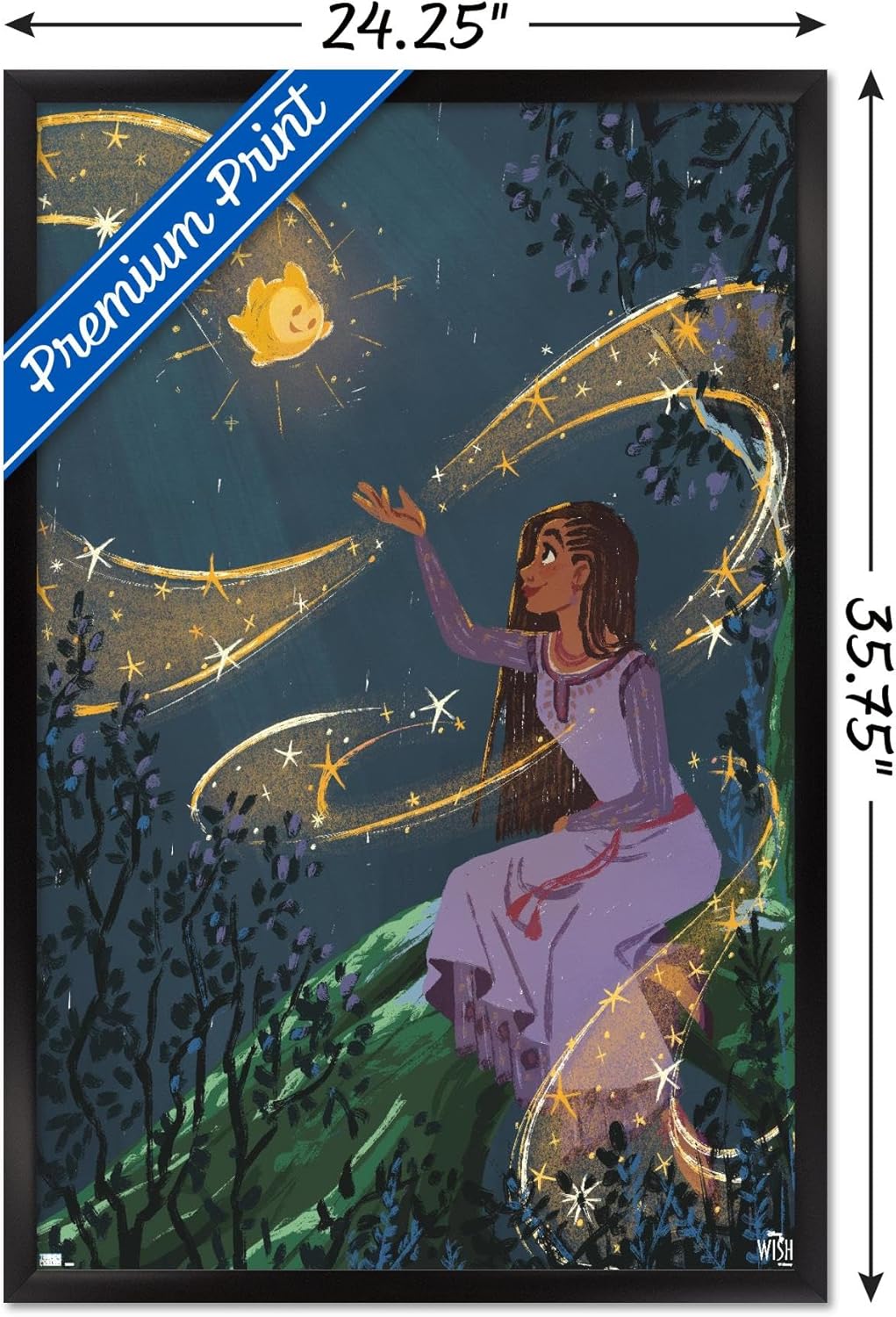 Trends International Disney Wish – Póster de collage 2 (Asha & Star), póster de pared, 22.37 x 34.00 pulgadas, versión enmarcada en negro