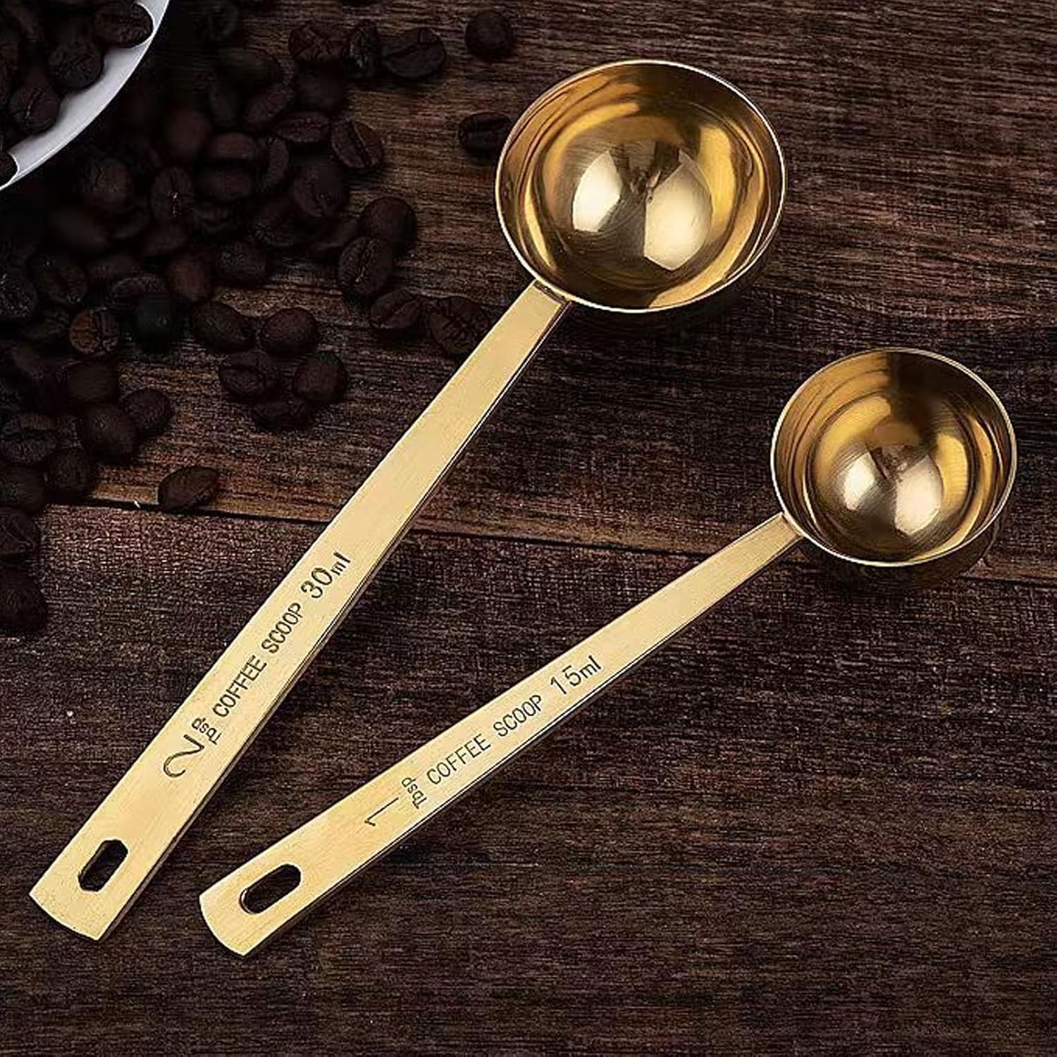 Cuchara medidora de café, cuchara de mango largo de acero inoxidable para café molido, té, harina de azúcar (1.0 fl oz)