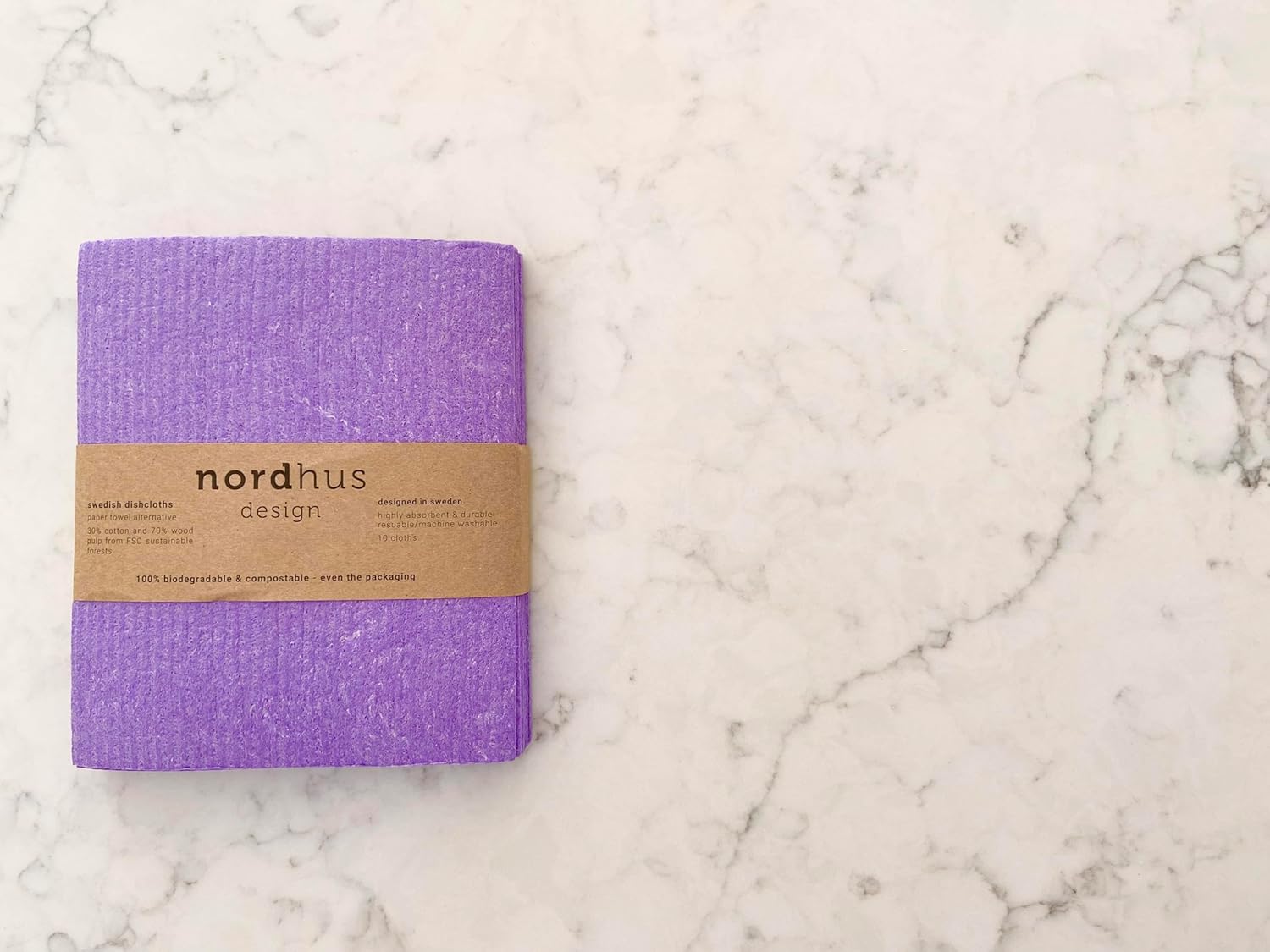 Paños de cocina suecos, color morado amatista, paquete de 10, reutilizables, lavables, paños de cocina de algodón de celulosa  Reemplazar toallas de