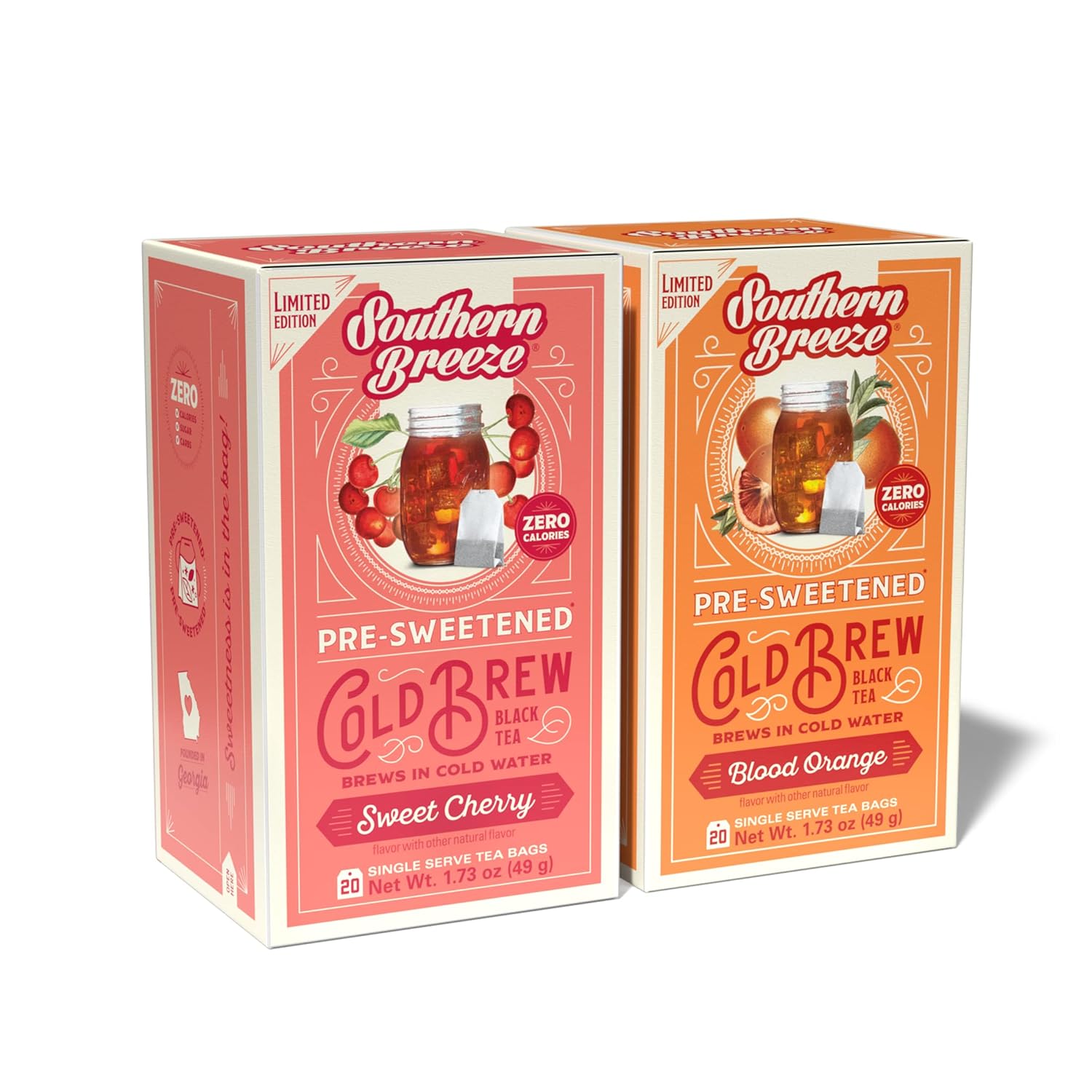 Southern Breeze Cold Brew – Paquete variado de té dulce con té negro y cero carbohidratos, cero azúcar, 20 bolsas de té envueltas individualmente,