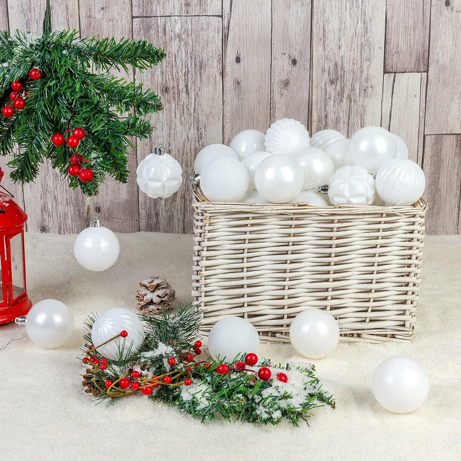 AMS Esfera de Navidad de 2.36 pulgadas, 34 quilates, adornos grandes, decoraciones de fiesta, inastillables, colgantes para Halloween, Acción de