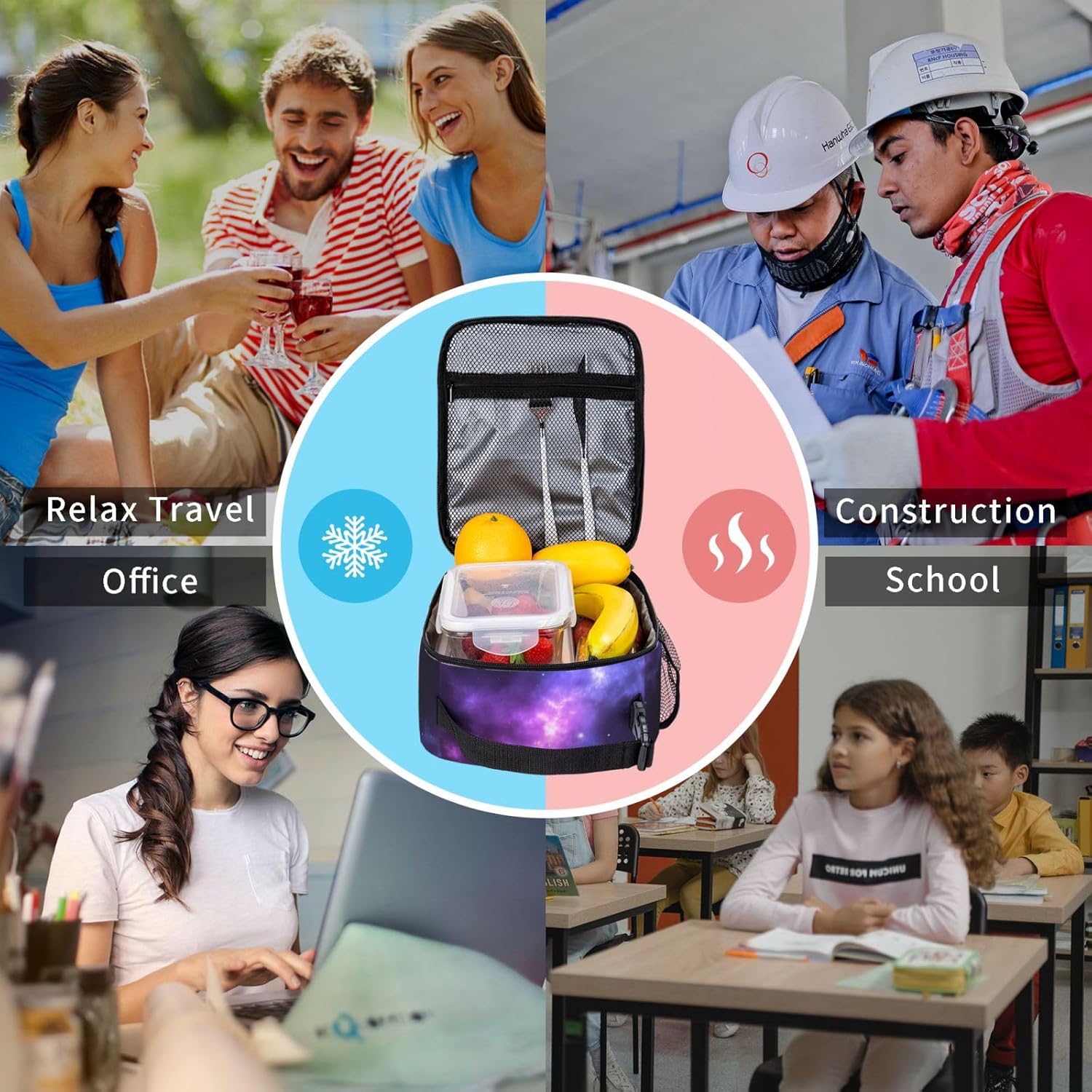 Magic Galaxy Sky – Lonchera térmica para mujeres y hombres, reutilizable, a prueba de fugas, bolsa de almuerzo refrigerante, portátil, para viajes,