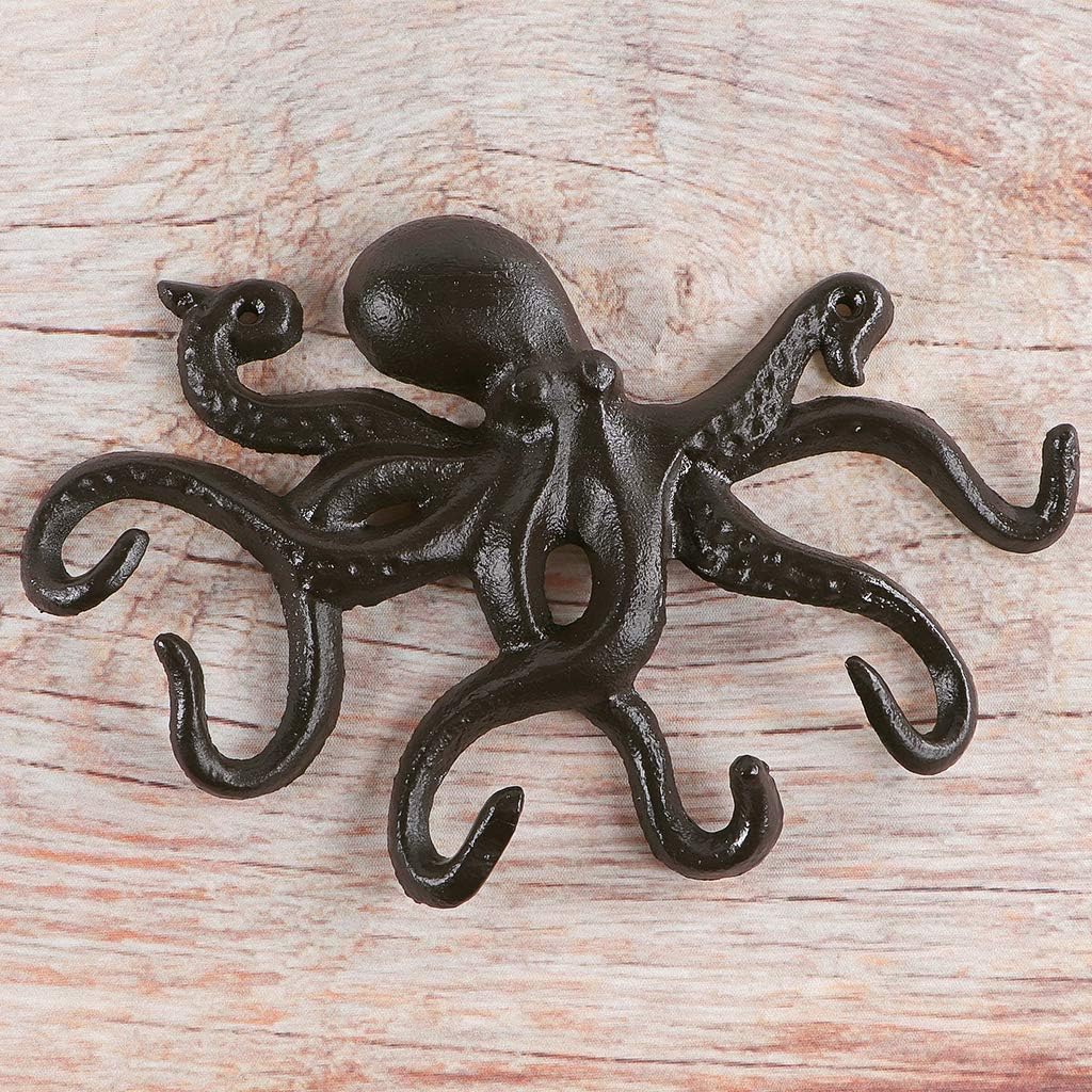 MDLUU Gancho de pulpo – Soporte náutico para llaves de pared, gancho de hierro fundido antiguo para abrigo, toalla de mano, bata de baño, chaqueta