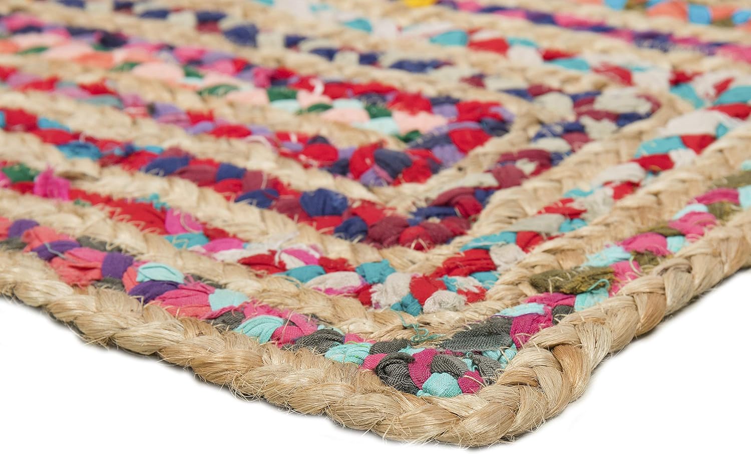 Camino de mesa de yute natural, alfombra rectangular tejida a mano de larga duración, hecha de material de yute para entradas de puertas interiores