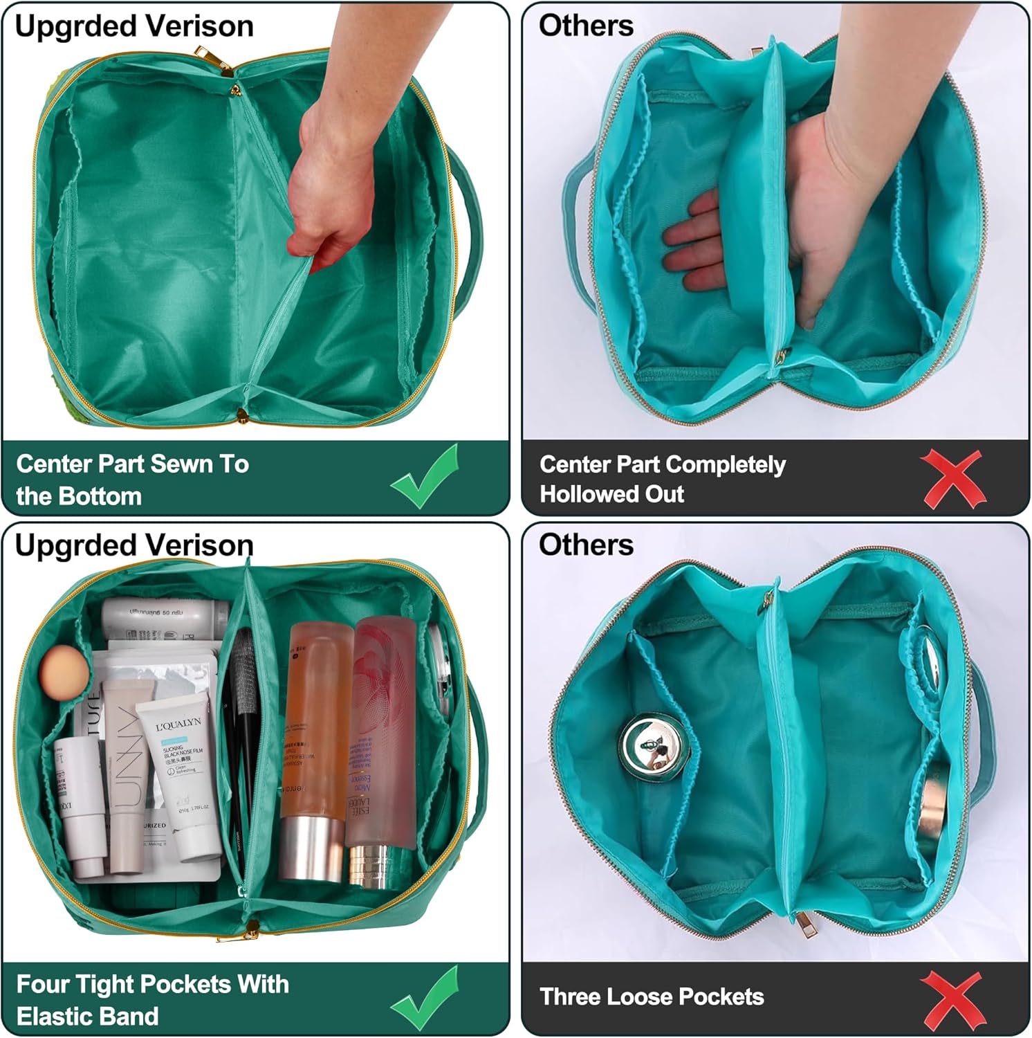LONEDREAM Bolsa de cosméticos de viaje de gran capacidad, bolsa de maquillaje, bolsa de cosméticos grande de nailon portátil, bolsa de maquillaje de