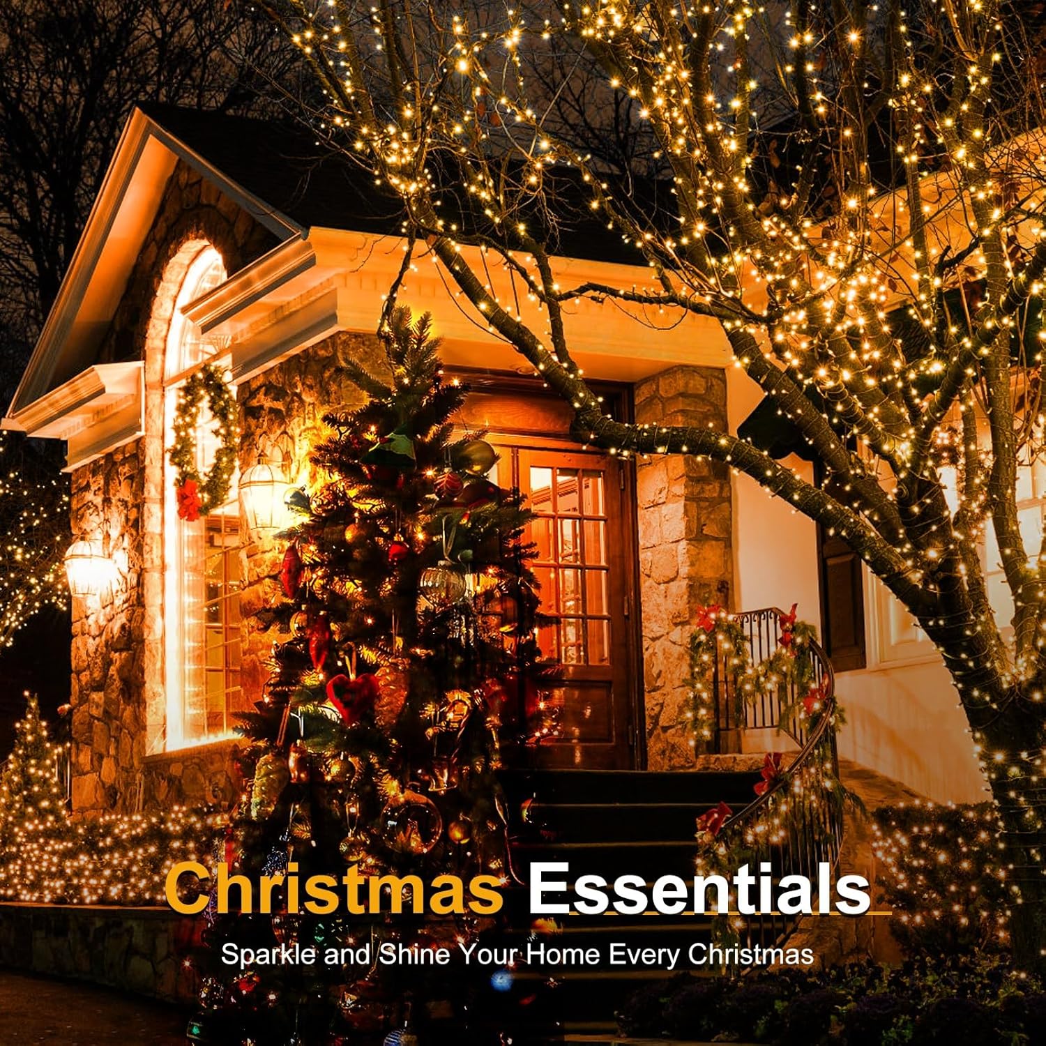 Guirnalda de luces de Navidad para exteriores, 328 pies, 800 luces LED para árbol de Navidad con 8 modos y temporizador, control remoto RF,