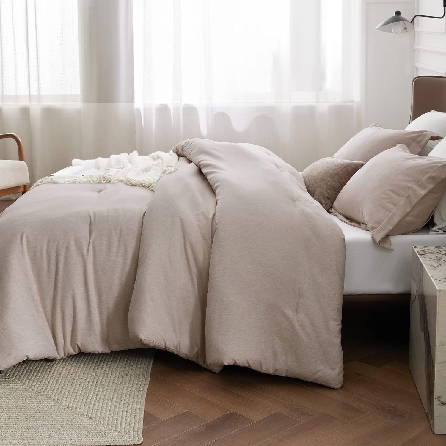 Bedsure Juego de edredón azul marino, tamaño Queen, juego de ropa de cama suave para todas las estaciones