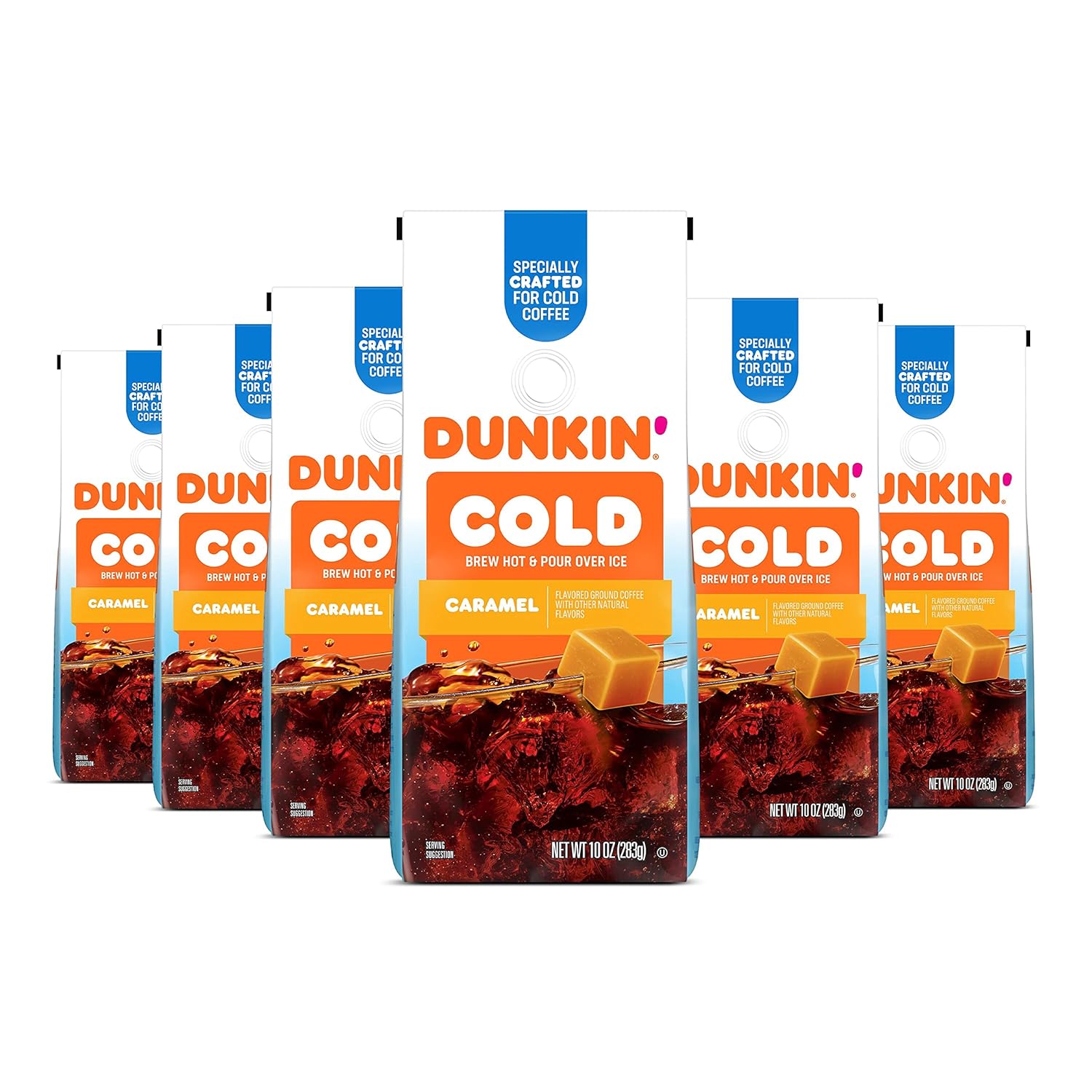 Dunkin’ Café molido con sabor a caramelo frío, 10 onzas (paquete de 6)