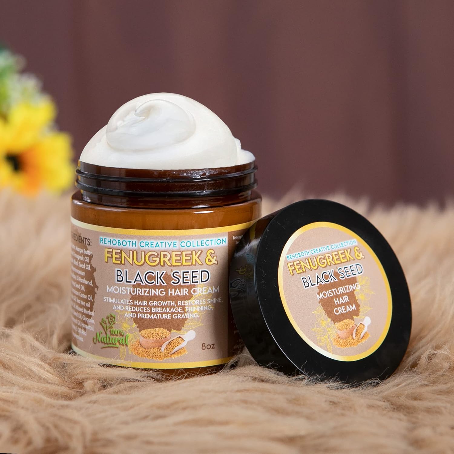 Rehoboth Creative Collection Fenugreek & Black Seed Moisturizing Hair Cream – 100% Natural Hydrating Cream Stimulate Hair Growth, Restore Shine &