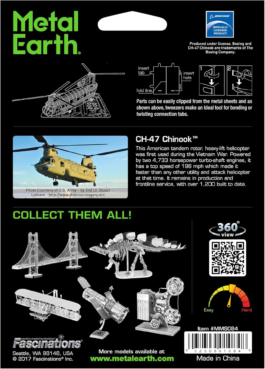 Metal Earth CH-47 Chinook Kit de modelo de metal 3D con pinzas Fascinaciones