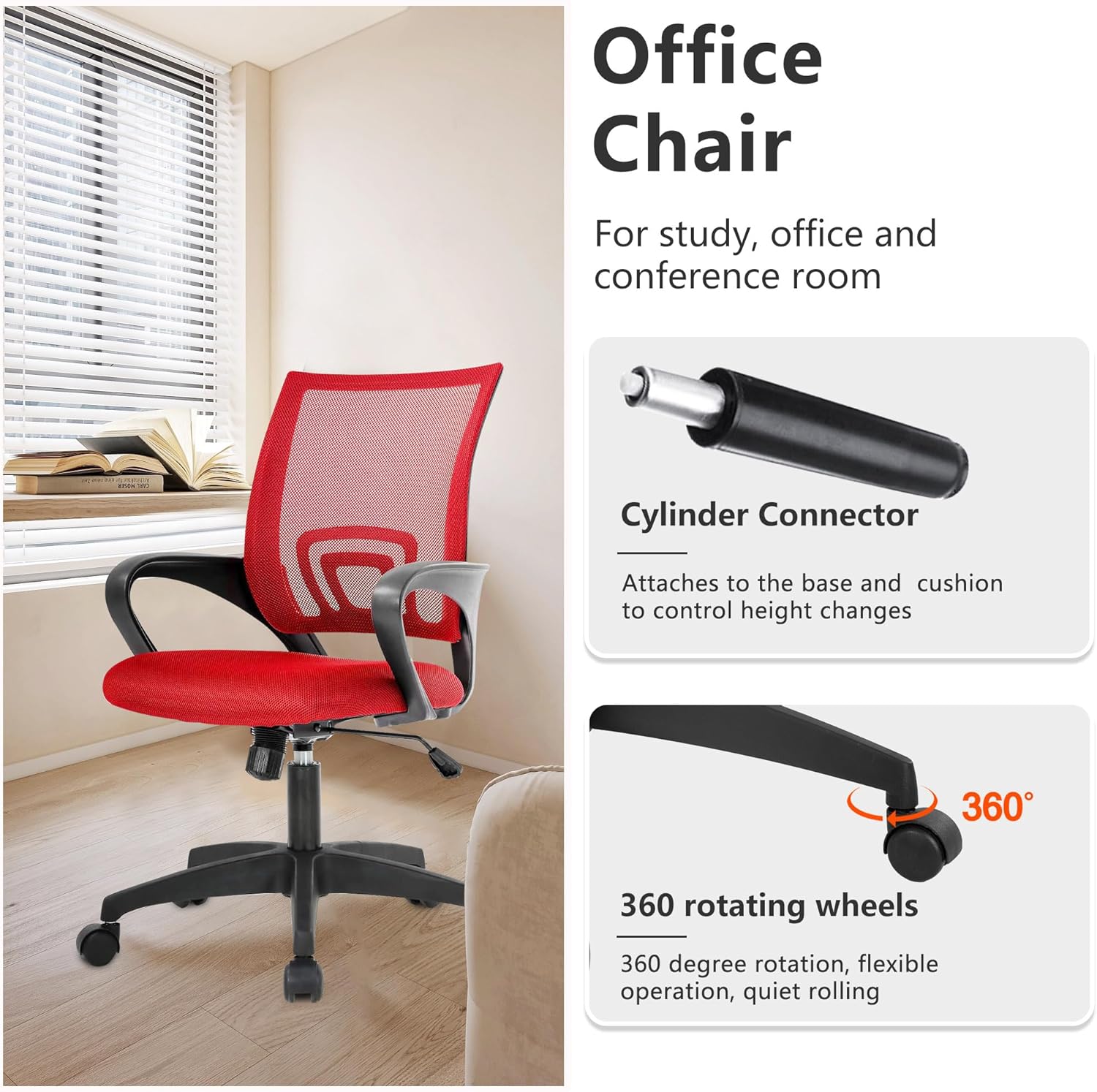PayLessHere Silla de oficina en casa, silla de escritorio para computadora, silla ergonómica ajustable, soporte lumbar, reposabrazos ejecutiva con