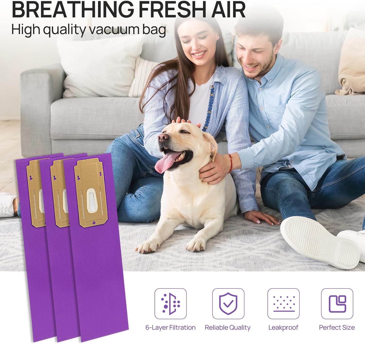 Paquete de 12 bolsas verticales de repuesto para aspiradora CC HEPA color morado, parte AK1CC6H, aptas para todos los modelos Oreck Elevate X3, X5,