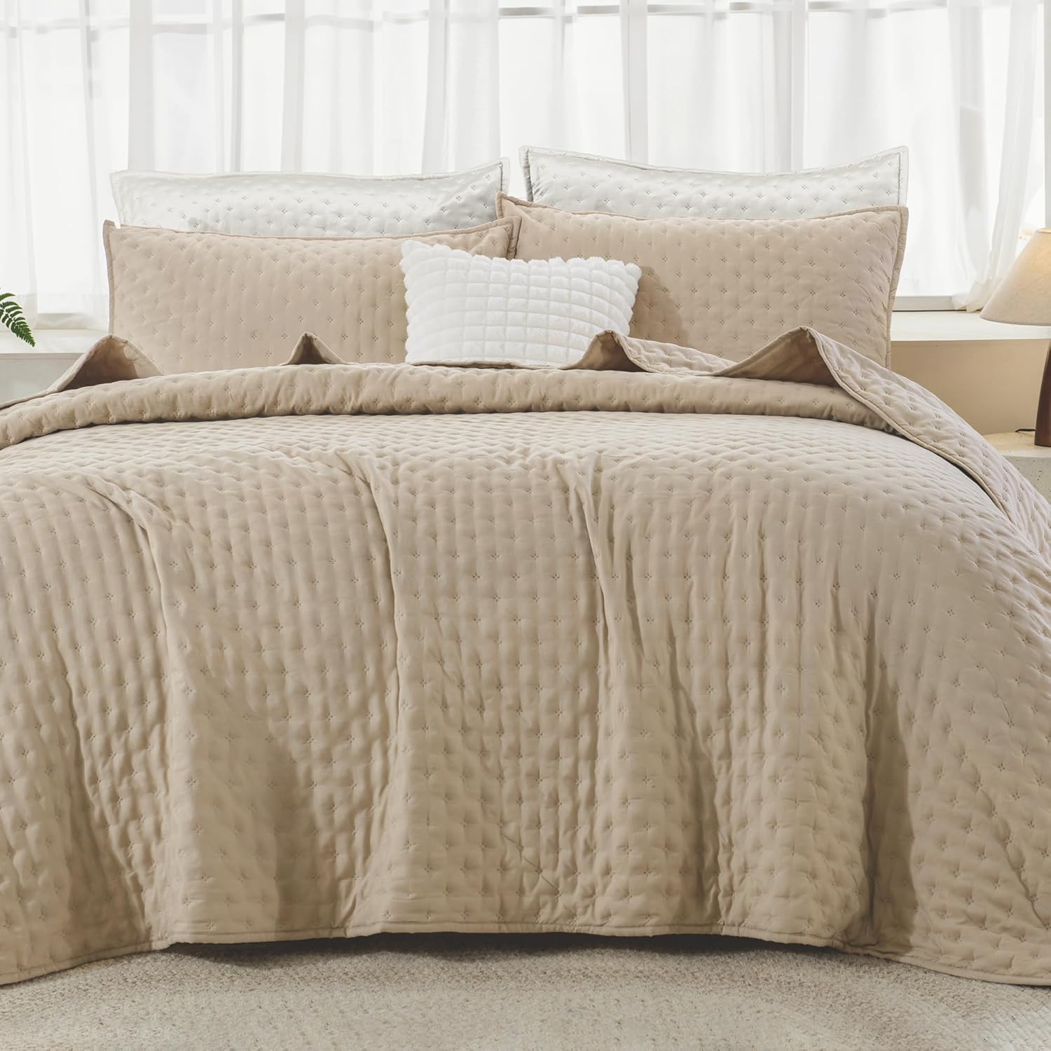 Andency Juego de ropa de cama de tamaño California King (112 x 104 pulgadas), colcha de 3 piezas suave y ligera, edredón bohemio de verano