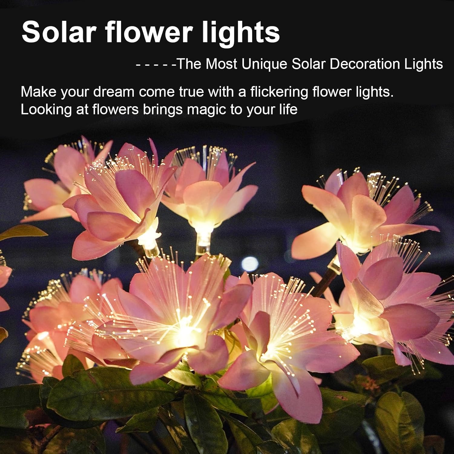 Luces solares para jardín al aire libre, paquete de 4 unidades, 12 luces LED impermeables para decoración de árbol de paisaje delantero, césped,