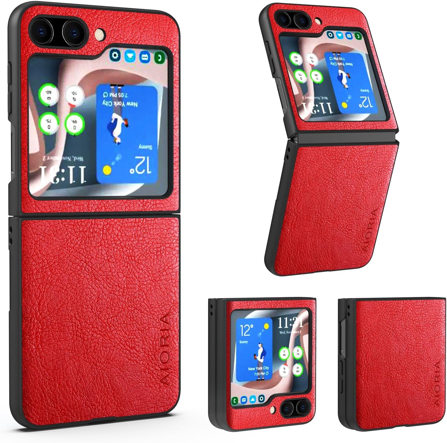 AIORIA Funda para Samsung Galaxy Z Flip5 6.7 “Pantalla Premium PU Cuero Cubierta Retro Diseño de Negocios Funda Protectora Completa para Samsung