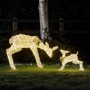 Lights4fun, Inc. – Juego de 2 figuras de ciervo con purpurina blanca y reno, 230 luces LED de Navidad, decoración para uso en interiores y exteriores Lights4fun, Inc. – Juego de 2 figuras de ciervo con purpurina blanca y reno, 230 luces LED de Navidad, decoración para uso en interiores y exteriores