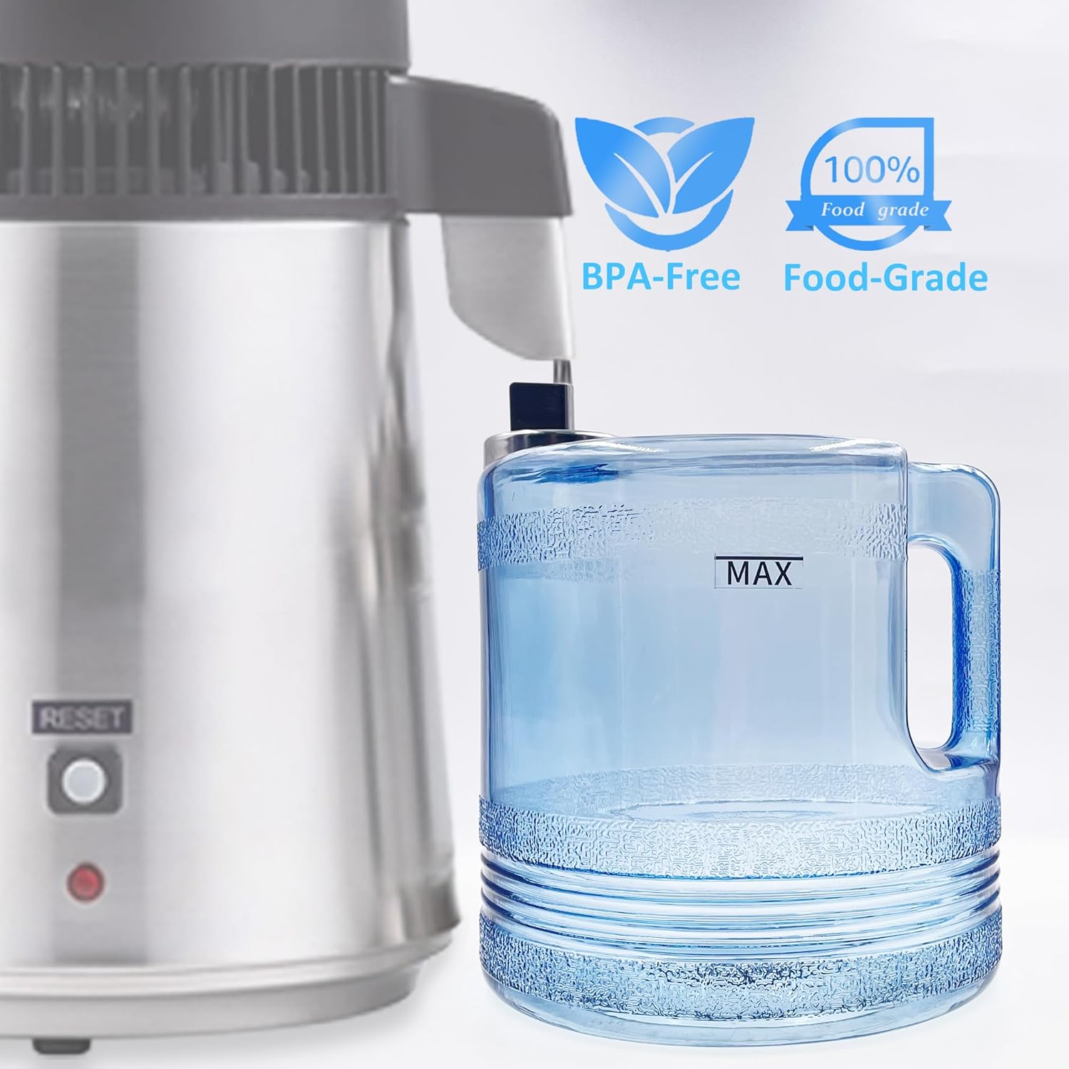 Jarra de 1 galón4L para destilador de encimera, contenedor de agua de botella de colección de repuesto para Megahome, CO-Z, VEVOR, Mophorn y otras