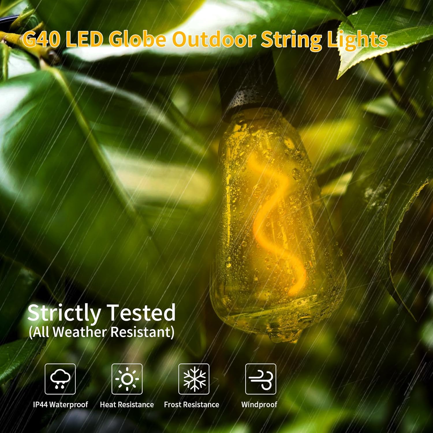 Guirnalda de luces LED para exteriores de 30 pies, impermeable, 2200 K ST38, luces LED para exteriores para patio con 16 bombillas Edison vintage
