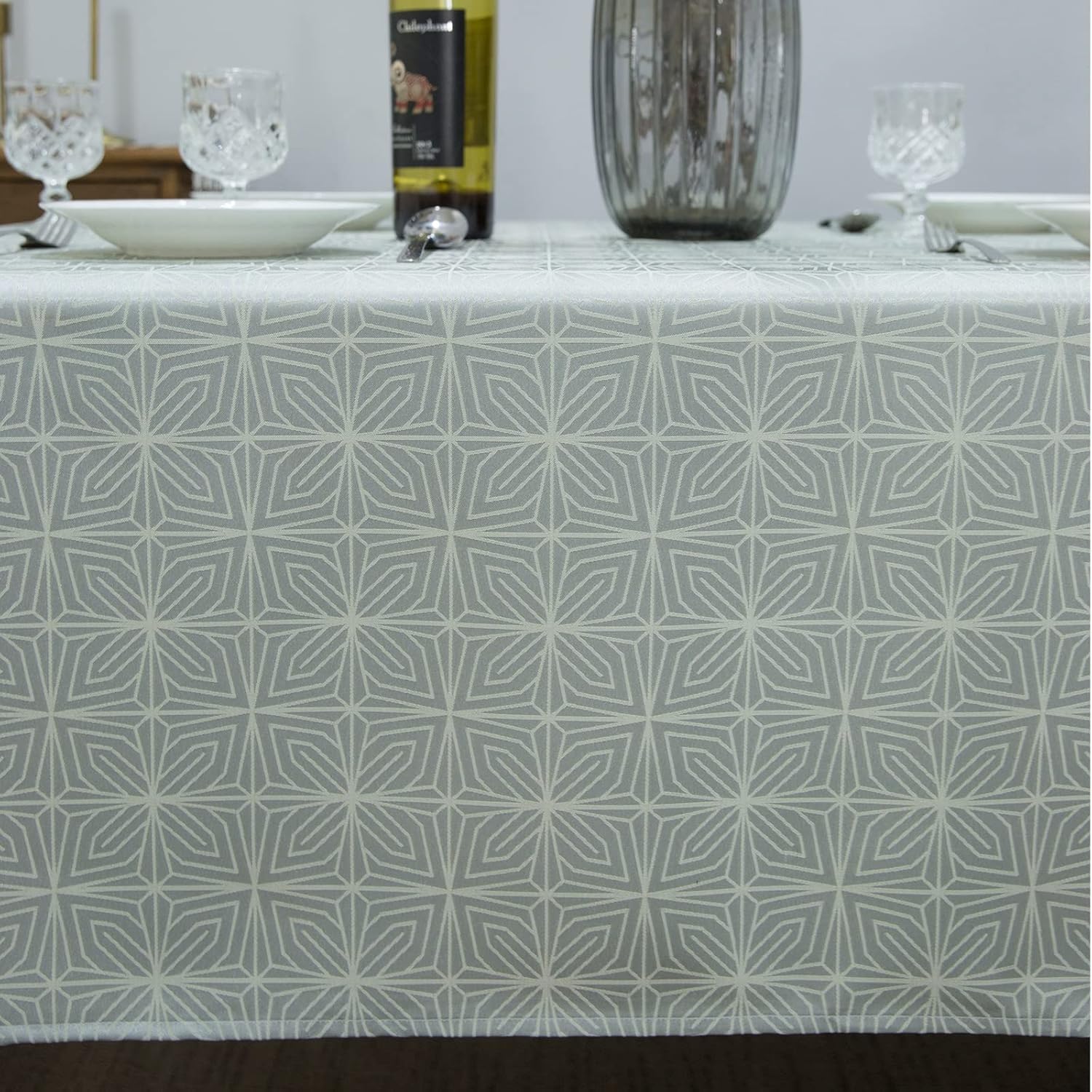 GLORY SEASON Mantel rectangular con textura de damasco, moderno, sólido y pesado, tela jacqard lavable, mantel rectangular para decoración de mesa