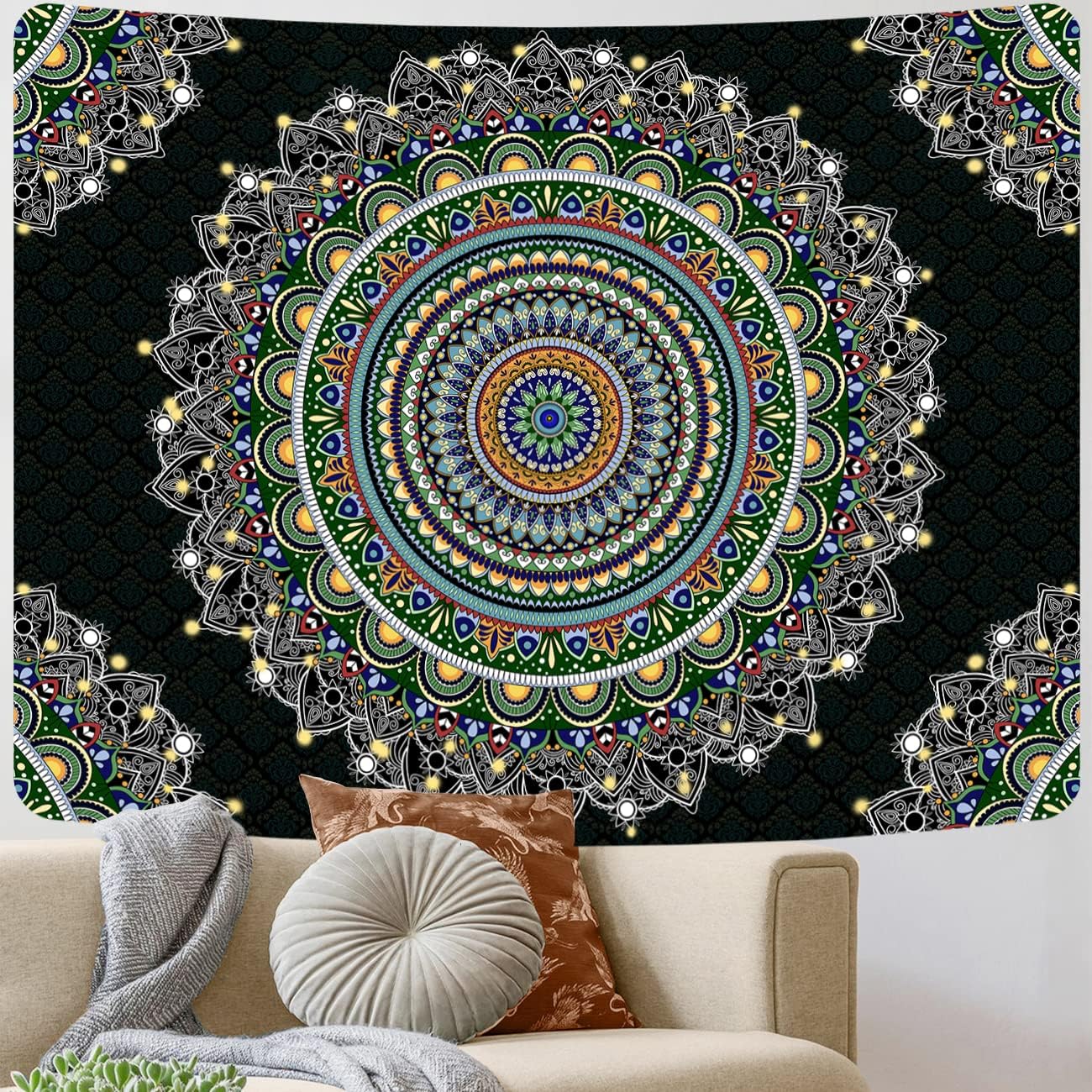 vavalad Tapiz Mandala, tapices estéticos florales, tapiz bohemio de lujo, decoración para colgar en la pared para dormitorio, sala de estar,