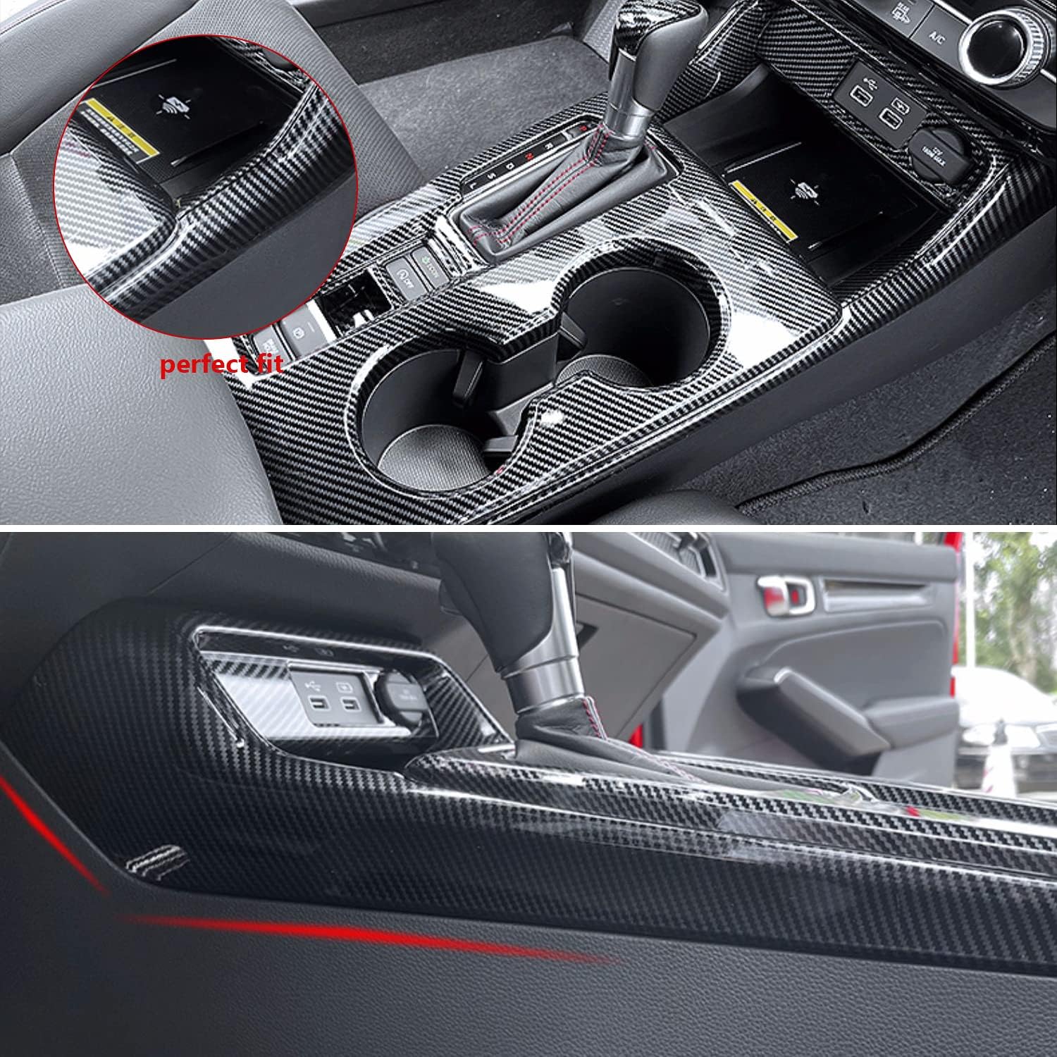 Para Honda Civic de 11 generación 2022 2023 – Panel de cambio de marchas tiras laterales para reposabrazos, consolas centrales, decoración interior,