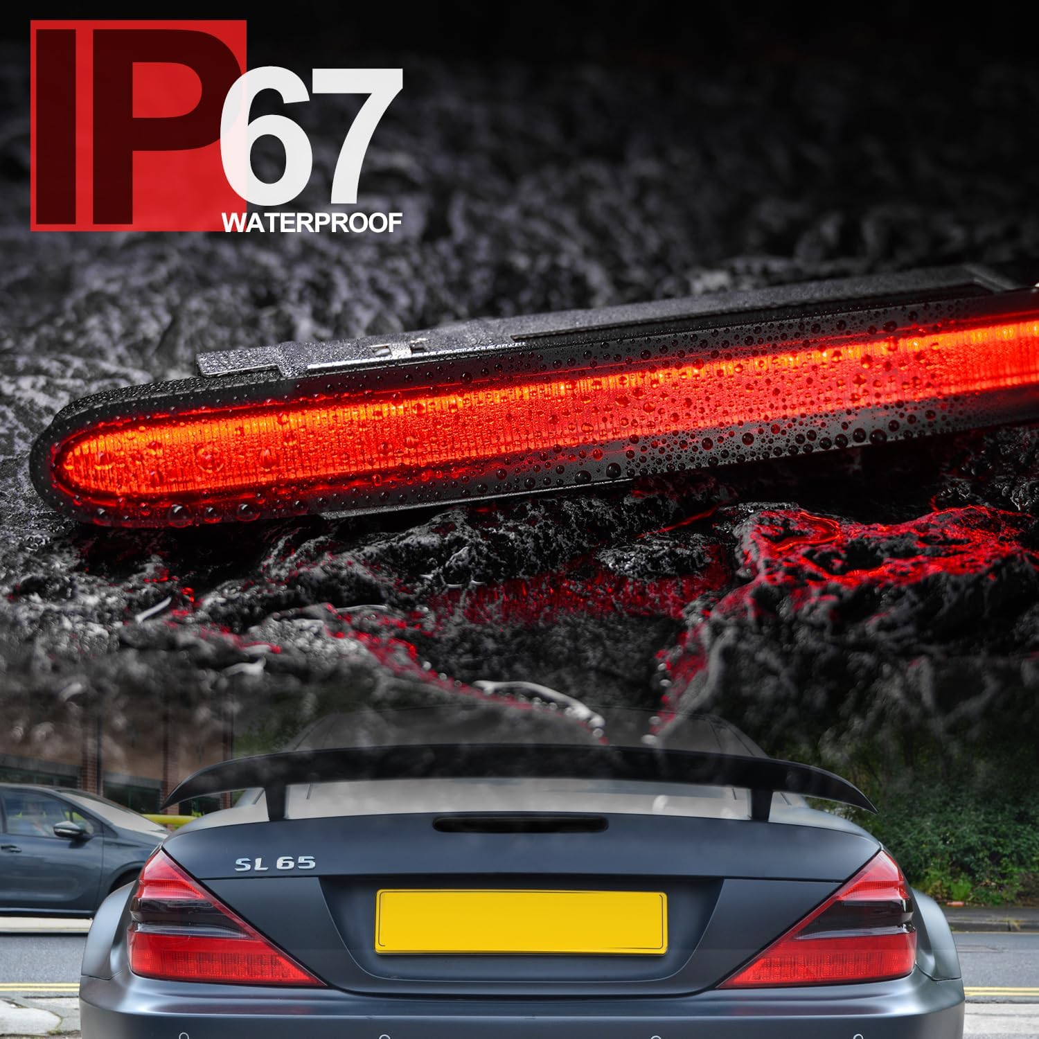 NSLUMO Tercera luz de freno LED de repuesto para Mercedes R230 2007-2012 Benz SL550 AMG 2003-2006 SL500 SL55 AMG Tira roja LED 3er centro de freno