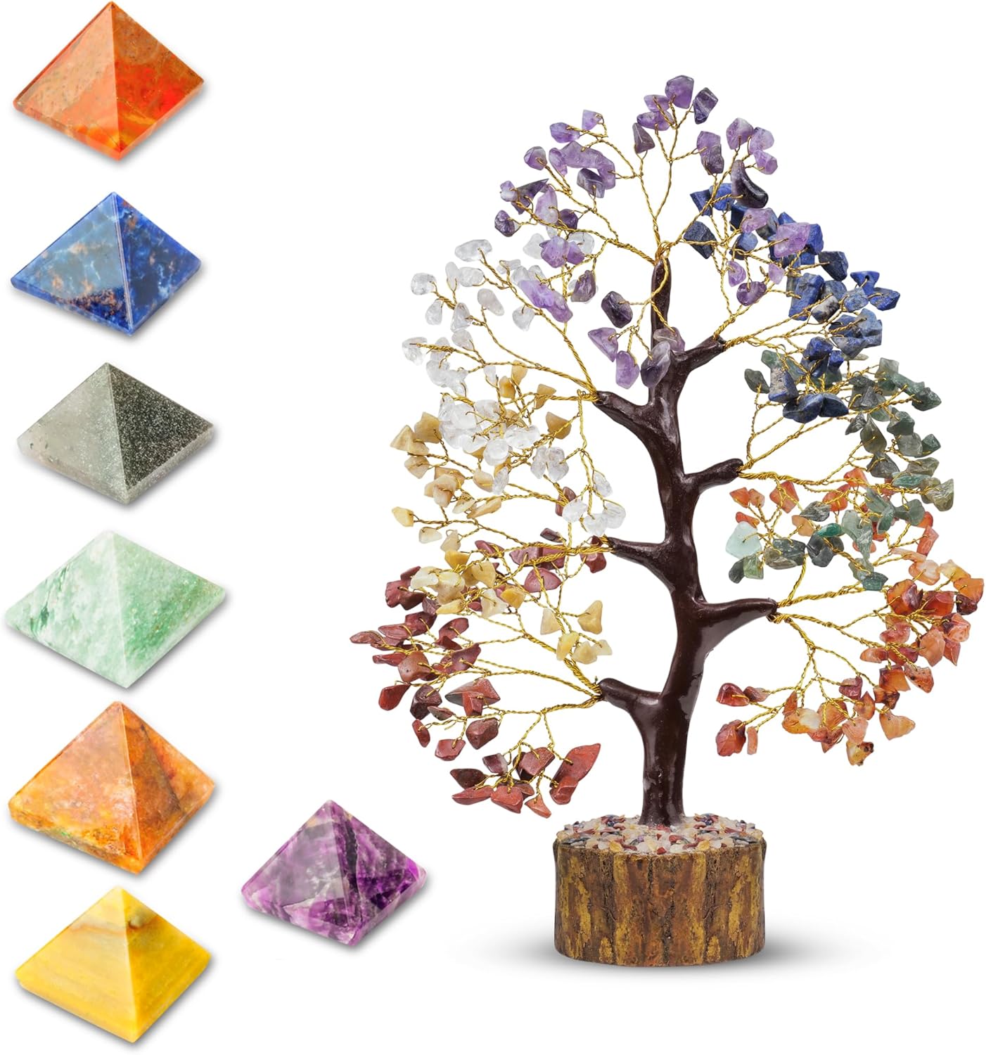 FASHIONZAADI Árbol bonsái  Árbol de los 7 chakras  Árbol de la vida de chakras  Regalos de chakras  Decoración de oficina  Árbol de cristal  Árbol