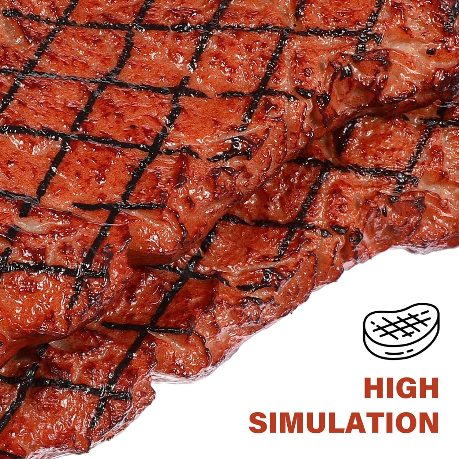DOITOOL 2 piezas de comida de juego, filete falso artificial, filete de simulación de alimentos, modelo realista de carne asada cocida, filete de