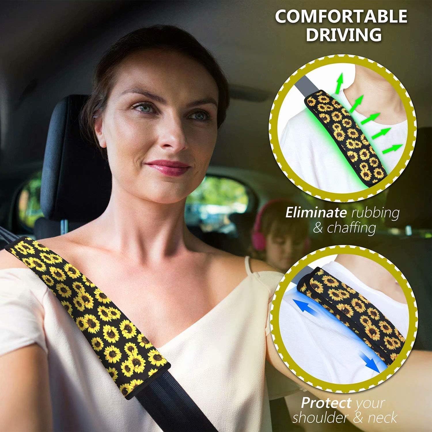 FOR U DESIGNS – 2 fundas universales para cinturón de seguridad, correa de hombro, almohadillas para cochebolsa, cinturón de seguridad suave, talla