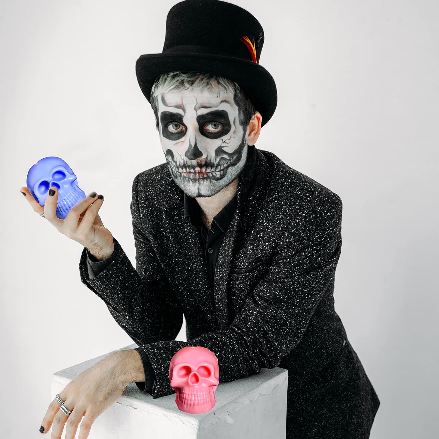 ONNPNN Molde de vela de calavera 3D, molde de silicona con forma de calavera, moldes de cera de yeso de aromaterapia de esqueleto, moldes de