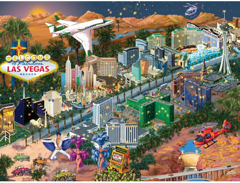Bits and Pieces – Rompecabezas de 1000 piezas para adultos – Vista de la ciudad de Las Vegas – Rompecabezas The Strip de 1000 piezas por el artista