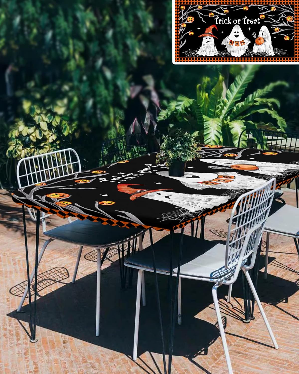 Mantel ajustable de fantasma de Halloween para mesas de 3 pies, mantel para mesa plegable, mantel de 24 x 36 pulgadas, mantel impermeable para